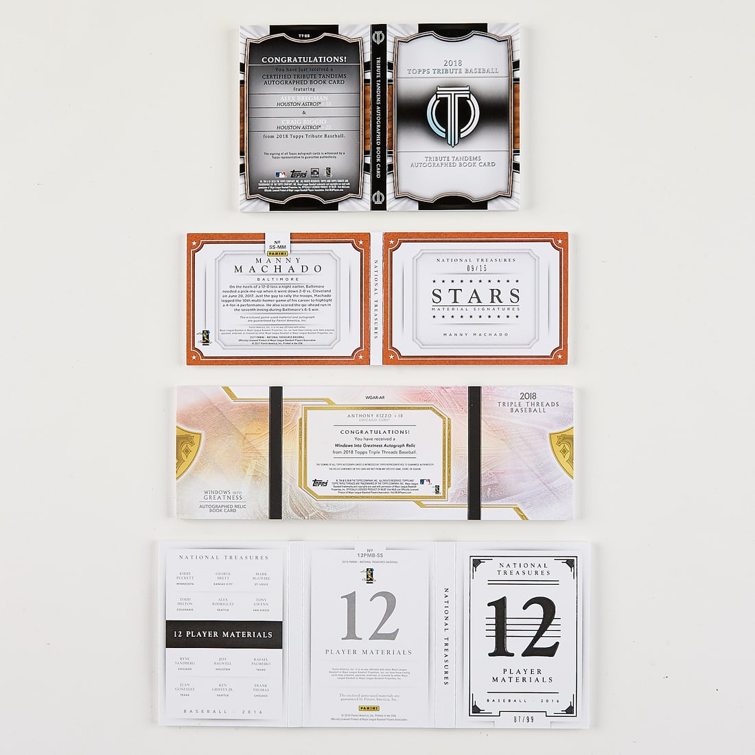 4 Baseball Autograph/Patch Book Cards - 2