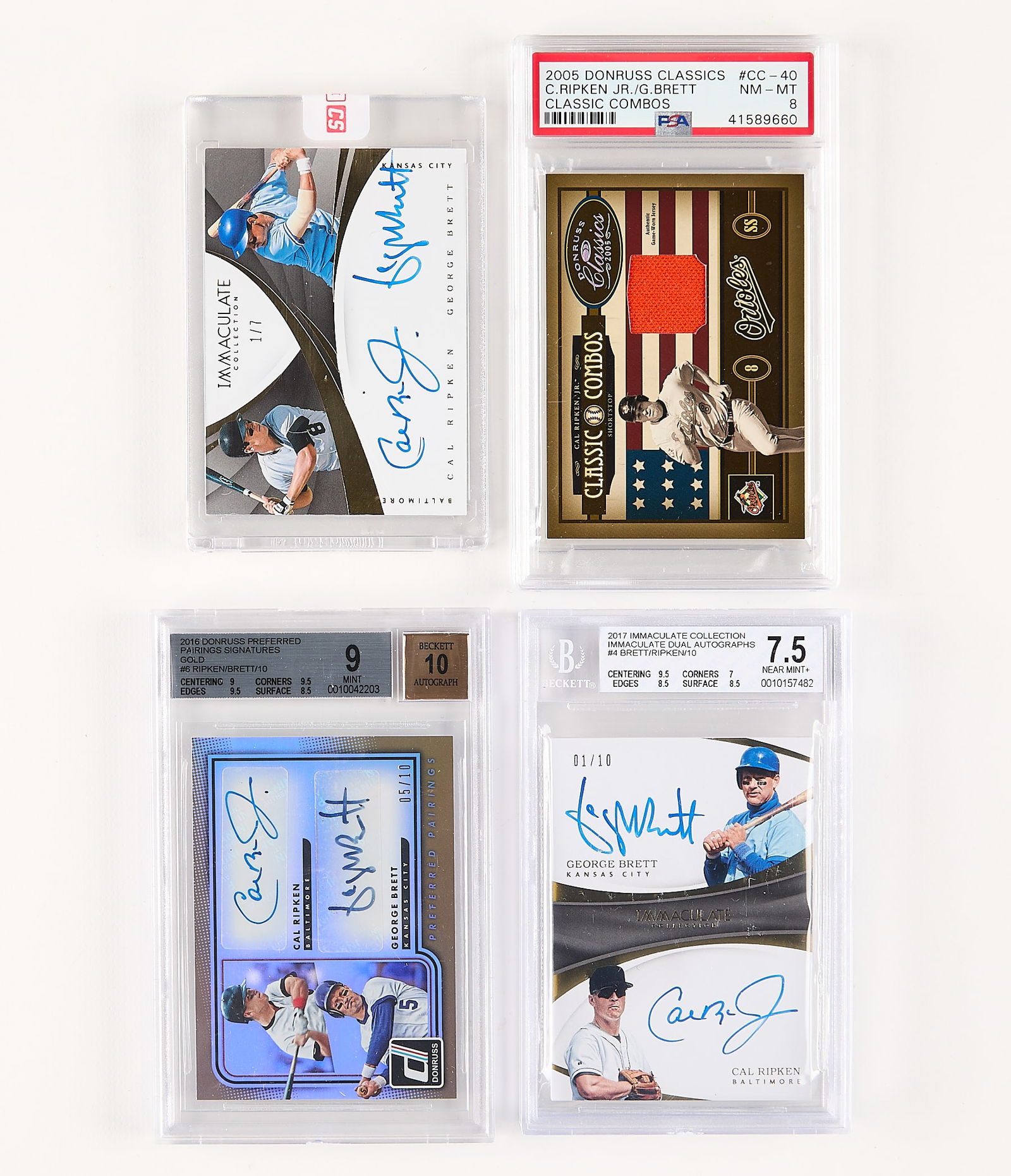 4 Panini/Donruss Brett/Ripken Dual Auto Patch Card (1 of 2)