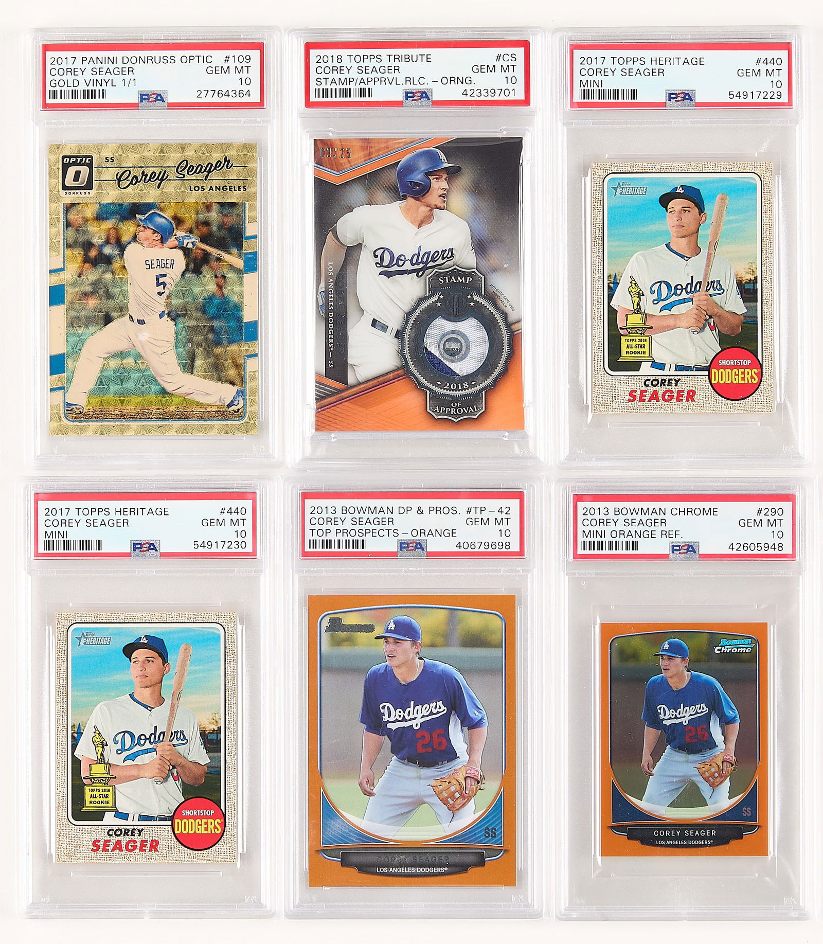 6 2013-18 L.E. Corey Seager Cards PSA 10 (1 of 2)
