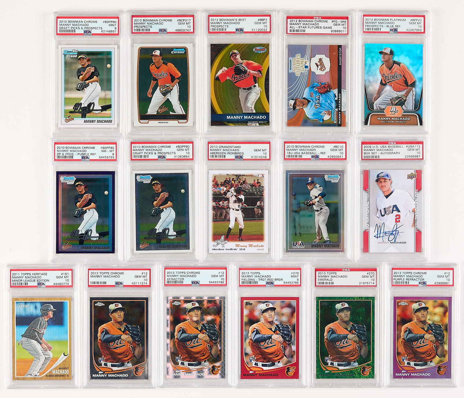 16 2009-13 Topps/Bowman Manny Machado PSA Graded (1 of 2)