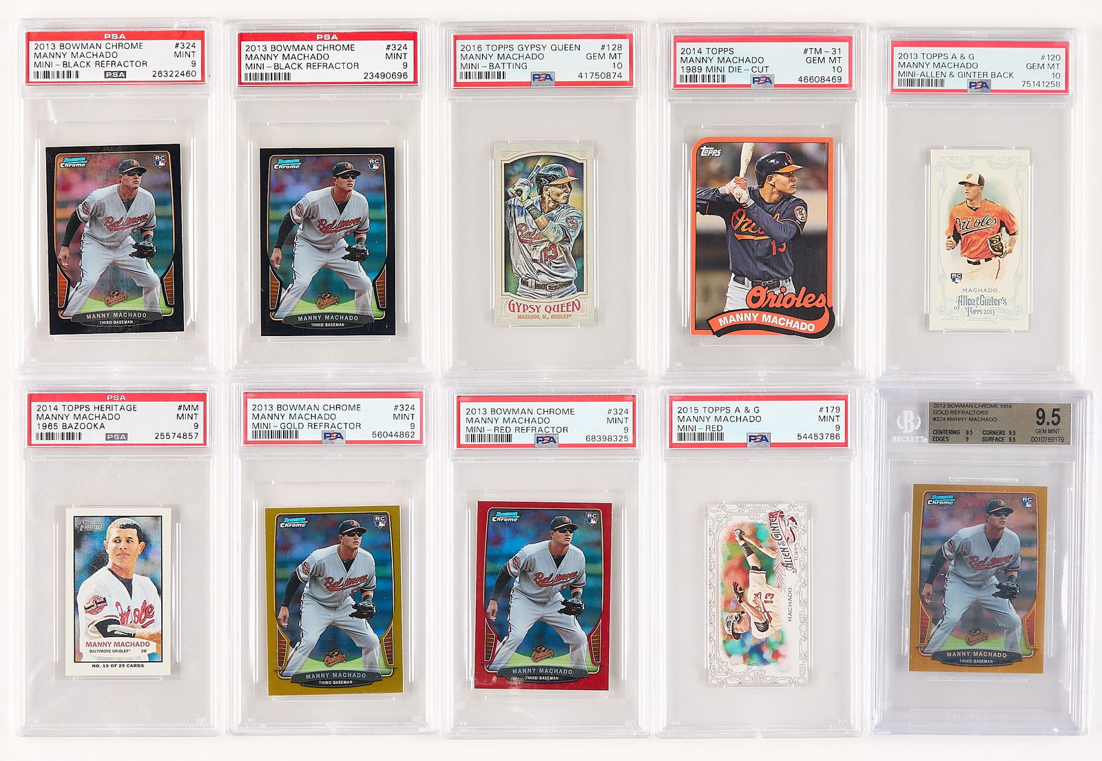 10 Manny Machado Mini Graded Cards (1 of 2)