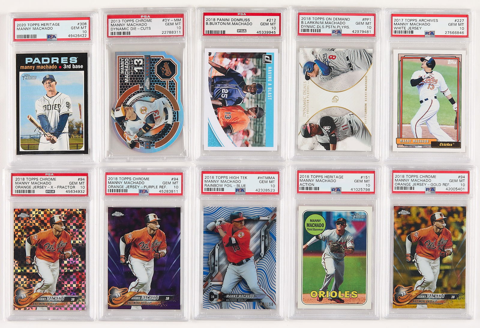 10 Manny Machado Cards PSA 10 (1 of 2)