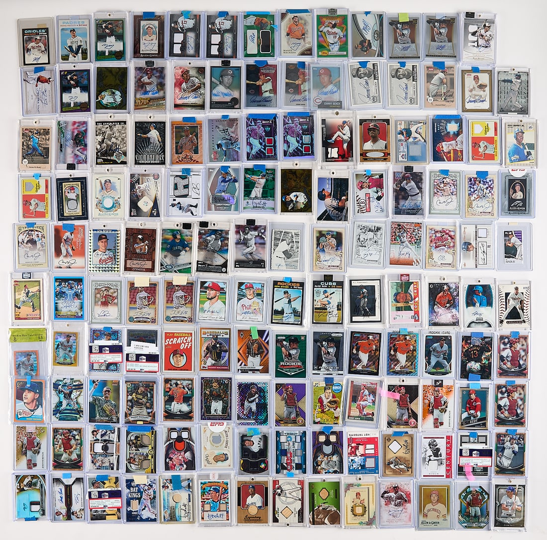 Approx. 139 Auto/Relic Baseball Cards: Large group of approximately 139 autographed and/or relic baseball cards. Including: Johnny Bench, Kerry Wood, Cal Ripken Jr., Manny Machado, Carlos Correa, George Brett, Carlton Fisk, and many more.(