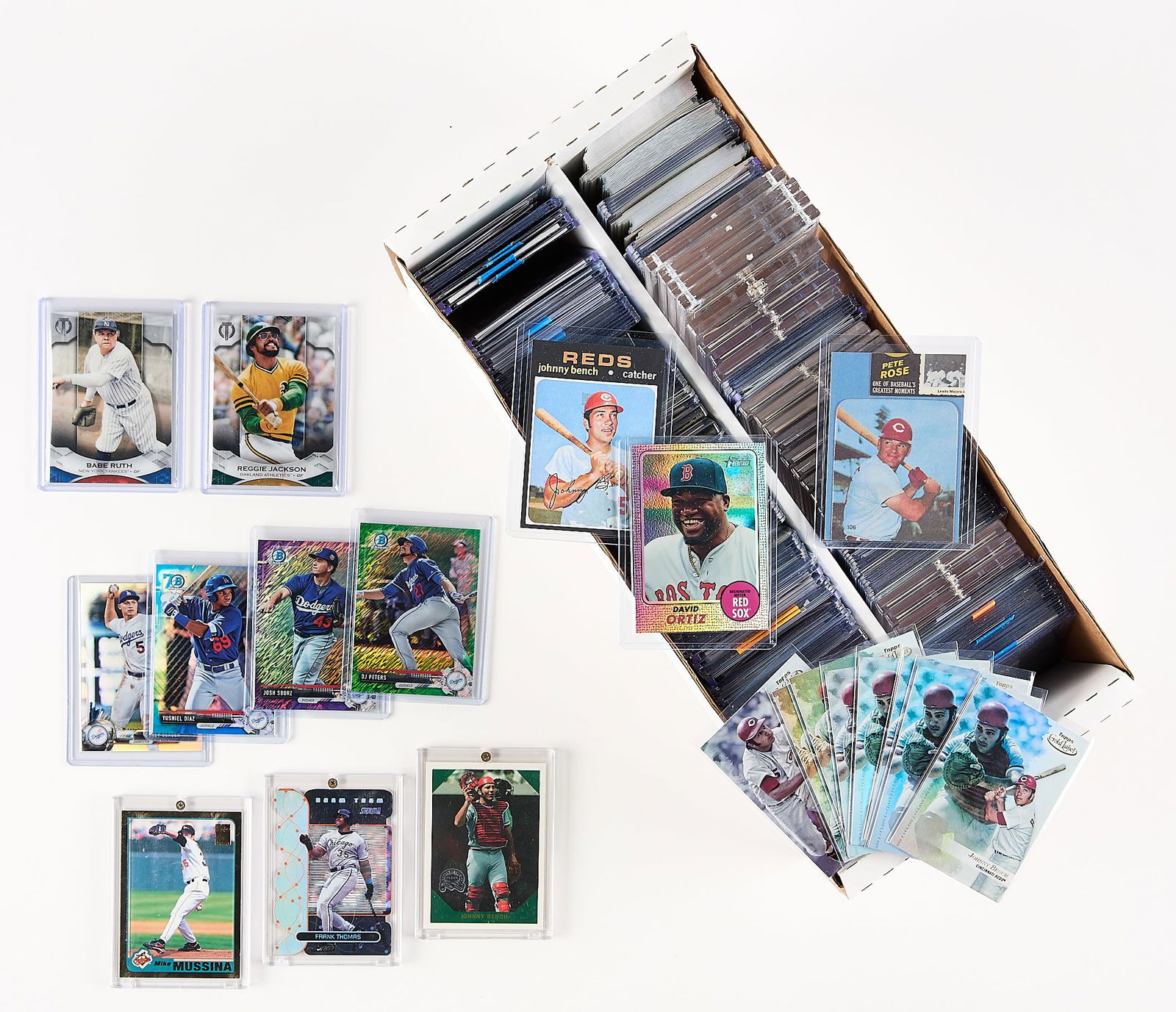 Lrg Grp of Cards - Machado RC, Ripken, Brett, L.E.: Large group of baseball cards including Manny Machado rookie cards, Cal Ripken, George Brett, and limited edition cards.(Shipping) height: 5 in x width: 15 in x depth: 7 in.