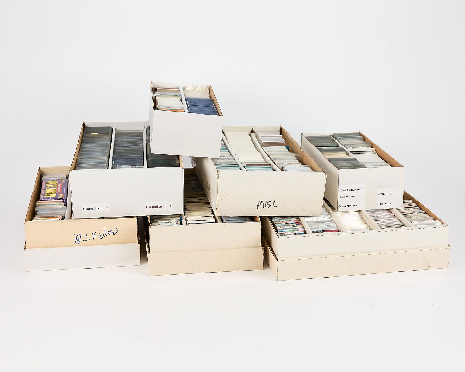 Large Collection Baseball Cards: Large variety of collectible baseball cards. Including players such as Cal Ripken Jr, George Brett, Carl Yastrzemski, Sammy Sosa, Mike Piazza, Mark McGuire, Jeff Bagwell, among many others. All