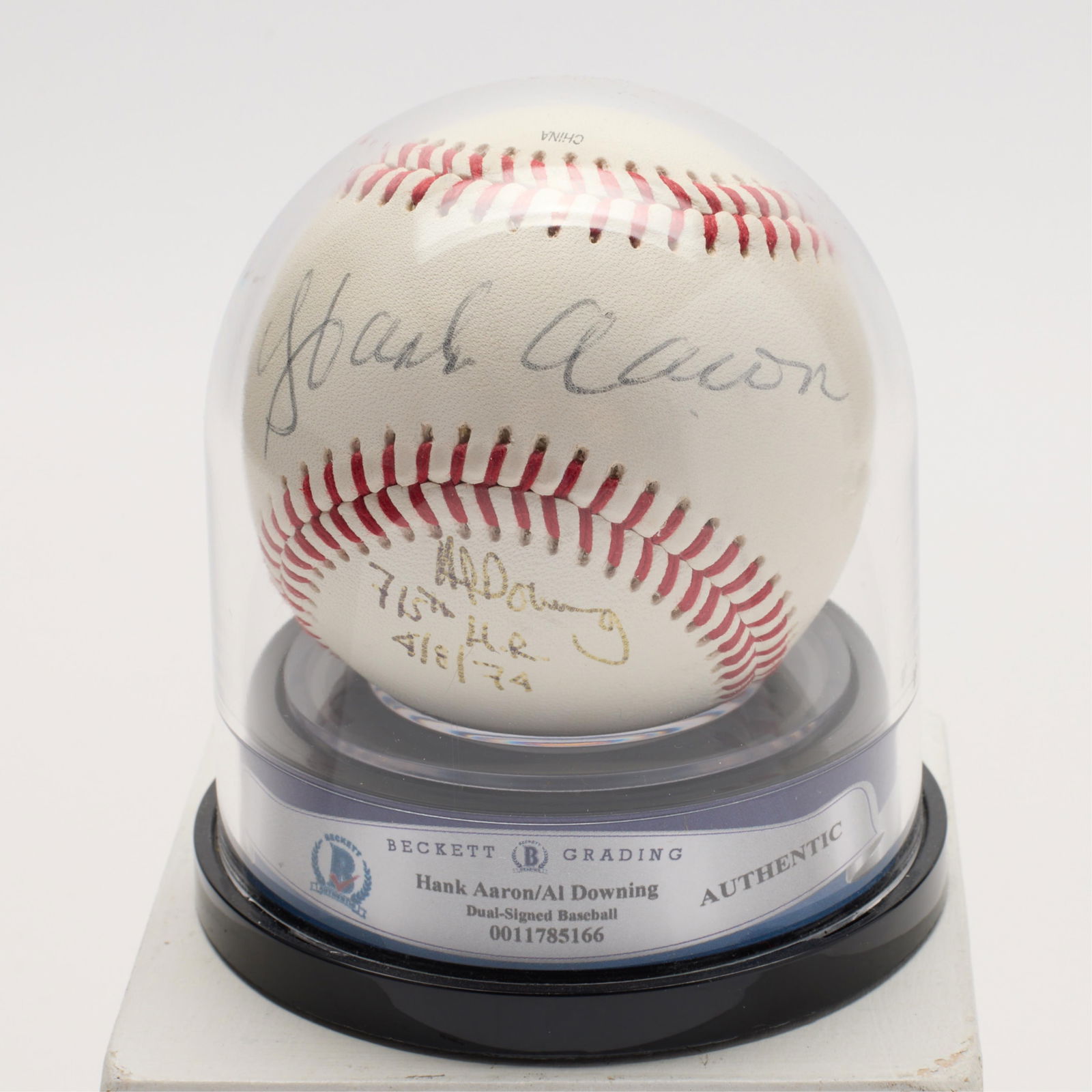 Hank Aaron & Al Downing Signed Baseball BAS (1 of 2)