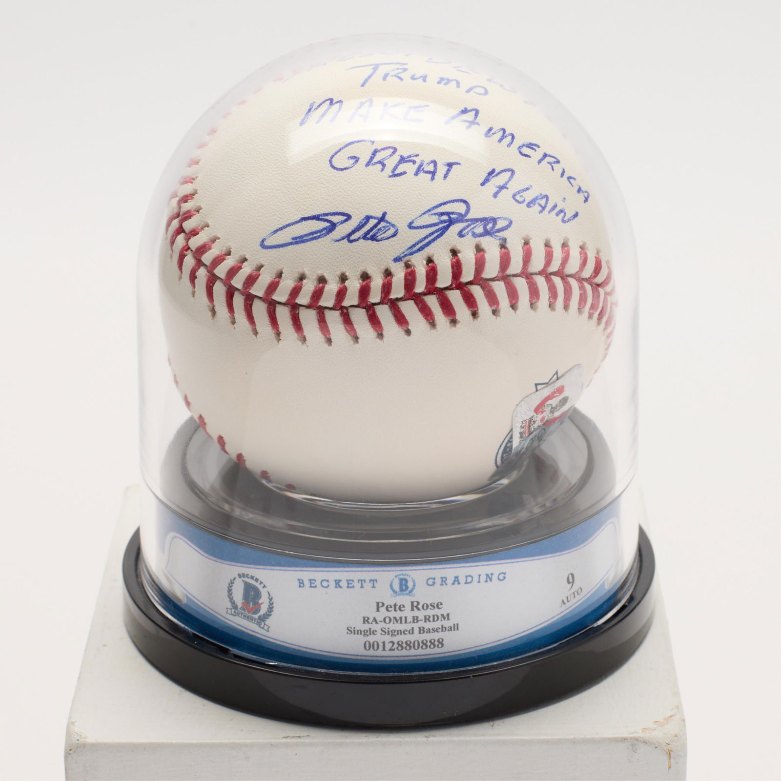 Pete Rose Signed Ball MAGA Trump Inscription BAS (1 of 3)