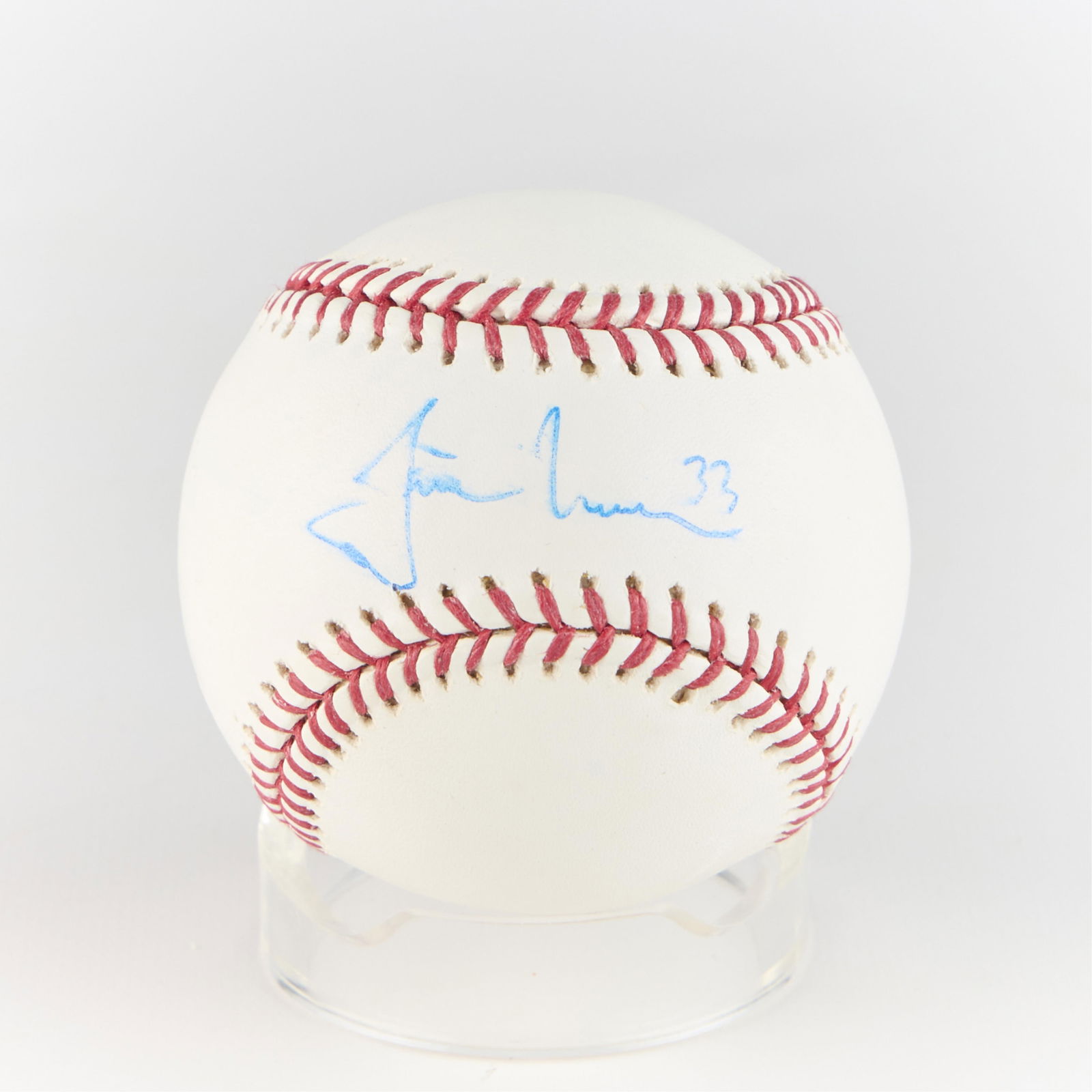 Justin Morneau Signed Baseball: Justin Morneau signed baseball in a display case. (Case) height: 3 1/4 in x width: 3 1/4 in x depth: 3 1/4 in.