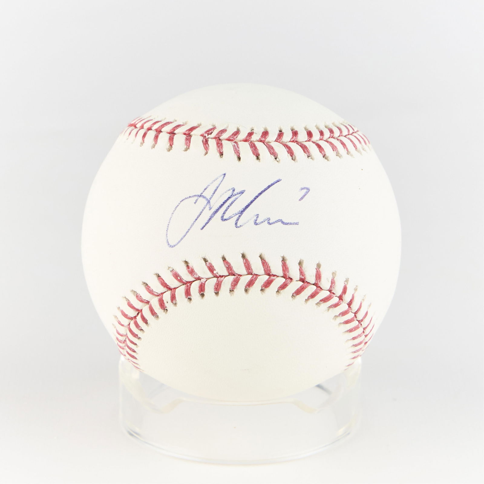 Joe Mauer Twins Signed Baseball: Joe Mauer signed baseball in a display case. (Case) height: 4 1/4 in x width: 4 in x depth: 4 in.