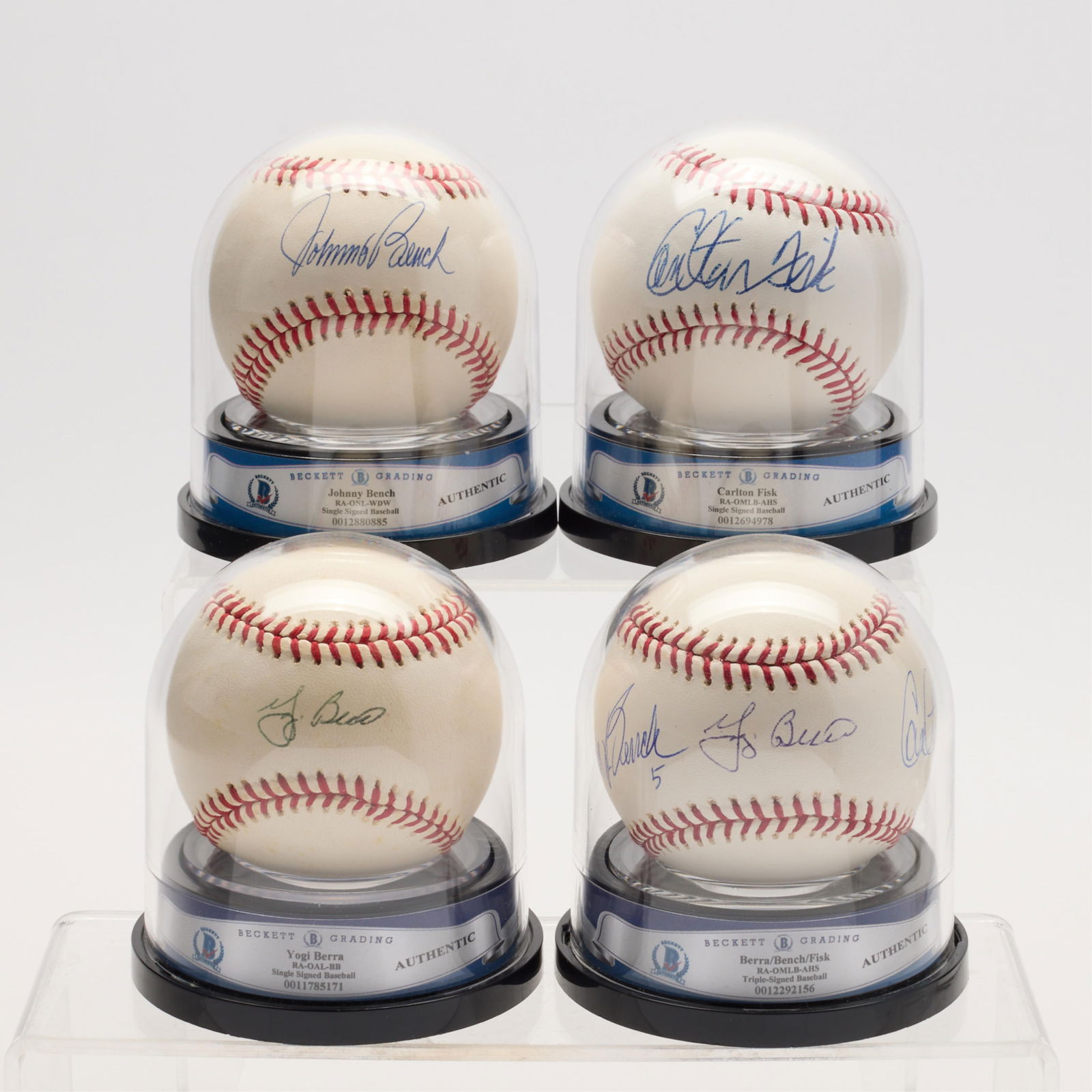 4 HOF Signed Catcher Baseballs Berra Fisk Bench (1 of 5)