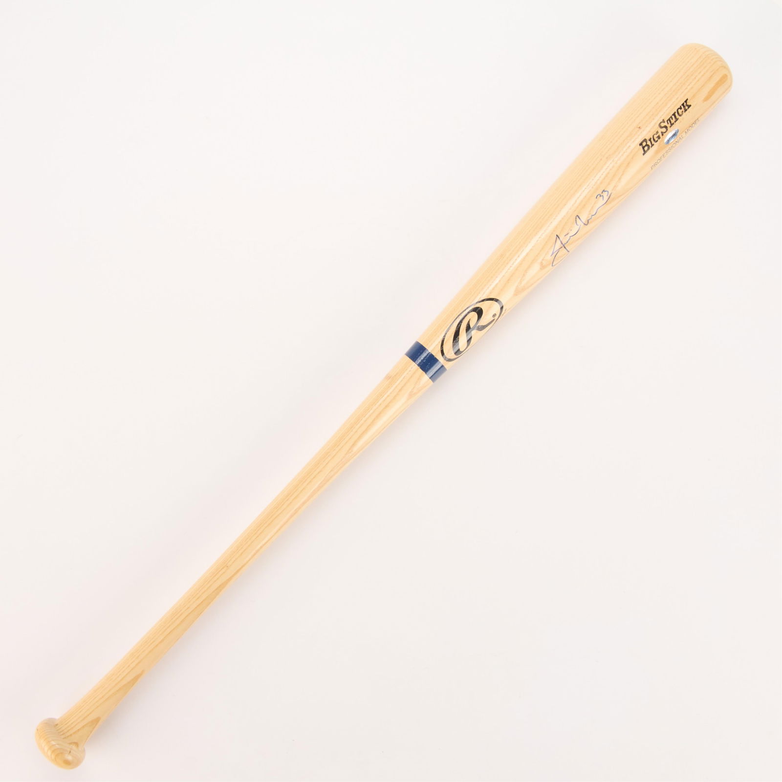 Justin Morneau Signed Bat: Justin Morneau signed baseball bat. Rawlings Adirondack Big Stick pro model. Hologram sticker numbered A719581. Length: 34 in x diameter: 2 1/2 in.