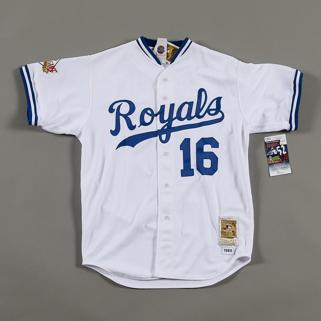 Bo Jackson Signed Royals Jersey JSA: Bo Jackson autographed Royals jersey. Autographed in silver ink on the back number. JSA: FF42561. The jersey is a Mitchell & Ness Cooperstown Collection 1989 All-Stars Game KC Royals. Size: 46.