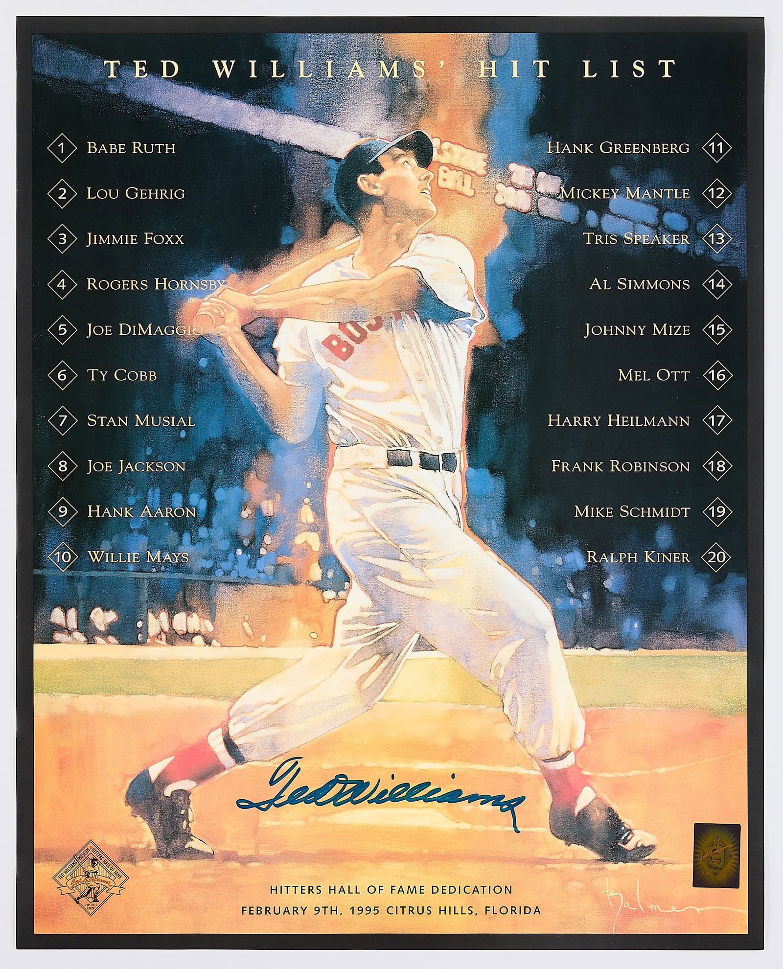 Autographed Ted Williams Print JSA (1 of 4)