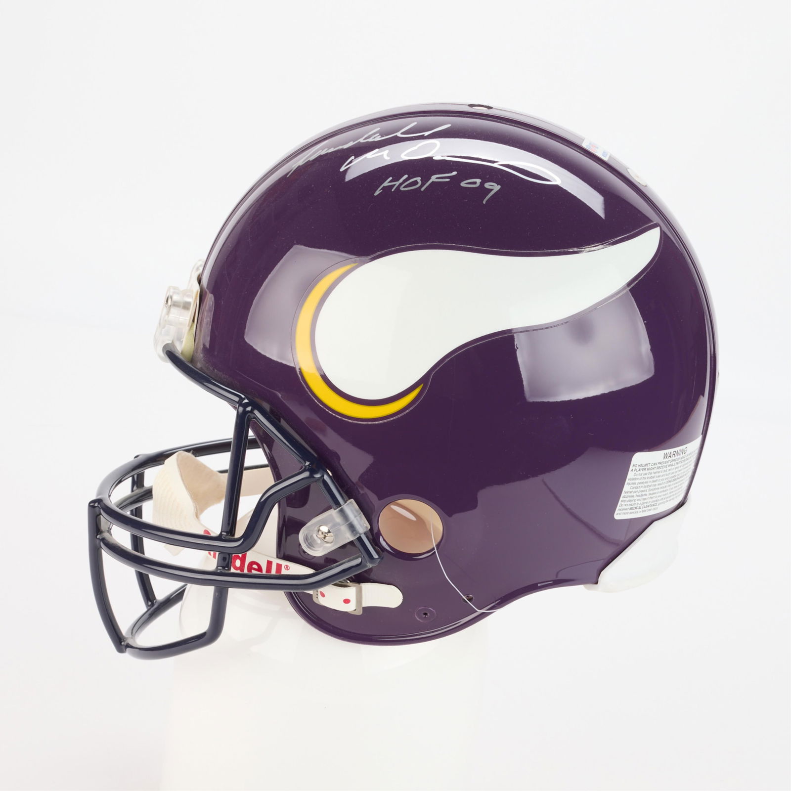 Randall McDaniel Vikings Helmet Signed: Randall McDaniel signed Minnesota Vikings full-sized football helmet. Silver ink signature and "HOF 09." Riddell Pro Line size large helmet. NFL-PSA-DNA sticker on back N52529.Height: 10 1/4 in x widt