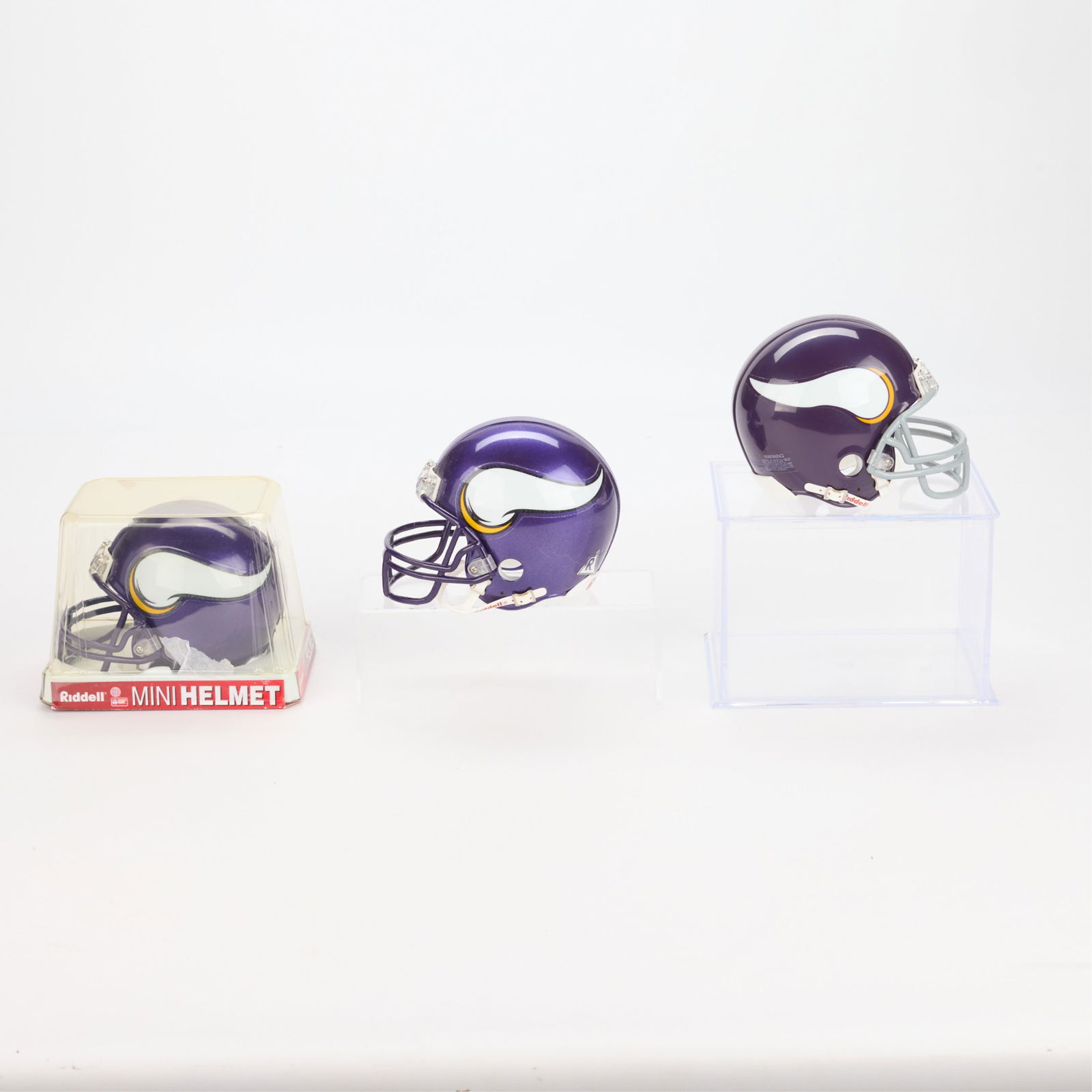 3 Signed Vikings Mini Helmets - 2