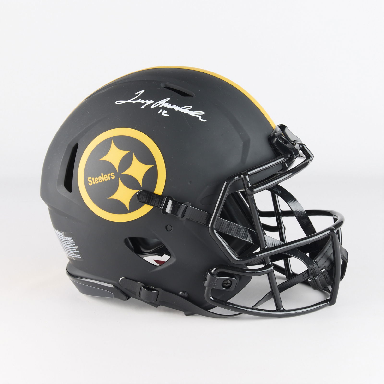 Terry Bradshaw Signed Steelers Helmet BAS: Terry Bradshaw autographed authentic full size Steelers helmet. Signed in white ink on March 29, 2021. BAS: WH79532. In a glass and mirror case. (Case) height: 12 1/2 in x width: 17 3/4 in x depth: