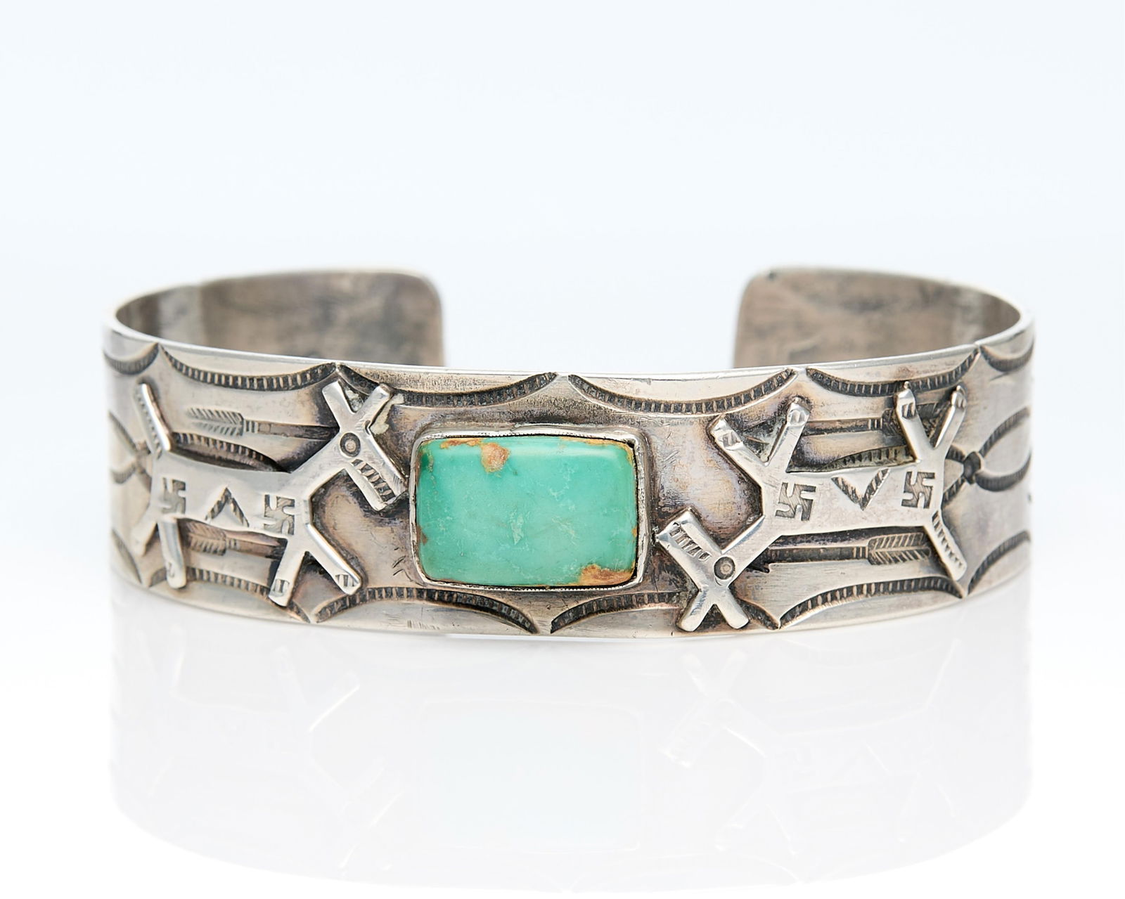 Navajo Silver Cuff Bracelet w/ Turquoise (1 of 3)