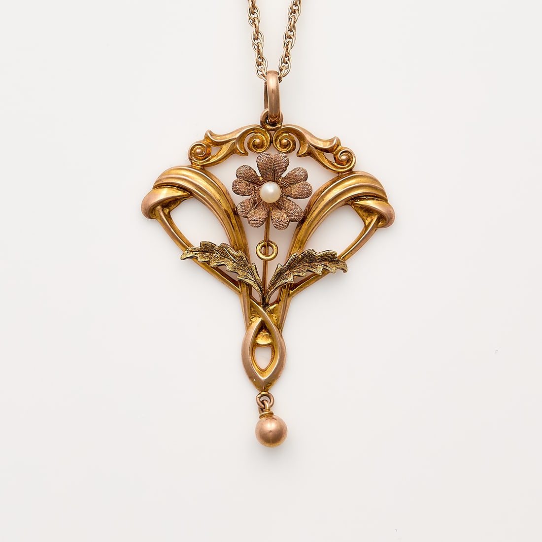 9ct Gold Art Nouveau Gold Lavalier (1 of 4)
