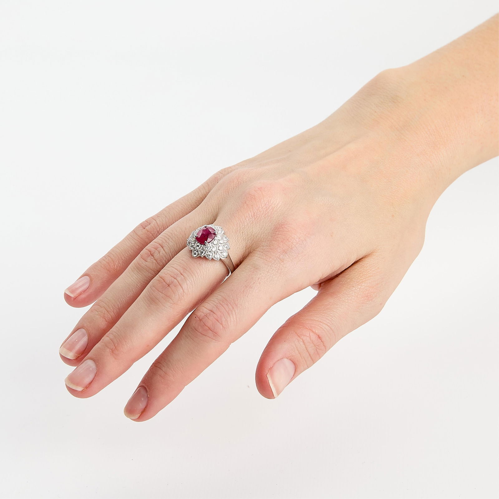 Oscar Friedman Platinum Ruby & Diamond Ring - 2