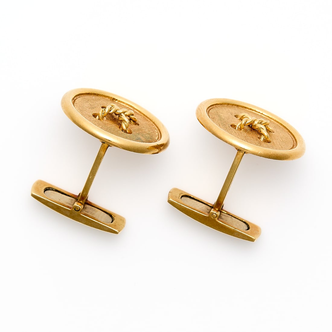 18k Yellow Gold Button Cufflinks - 4