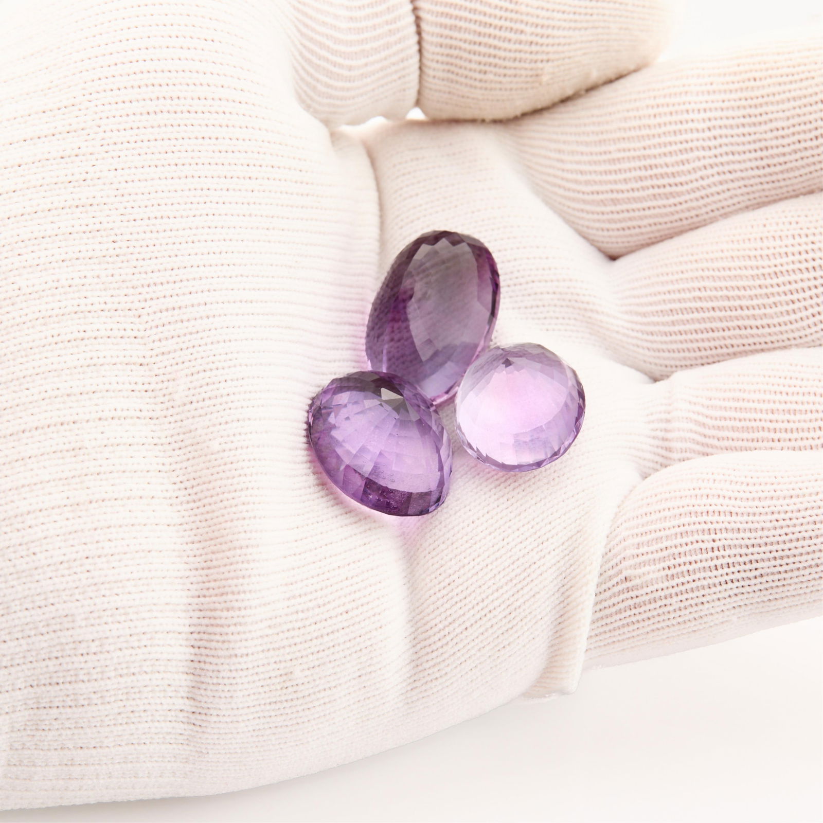 3 Large Oval Cut Amethysts - 2