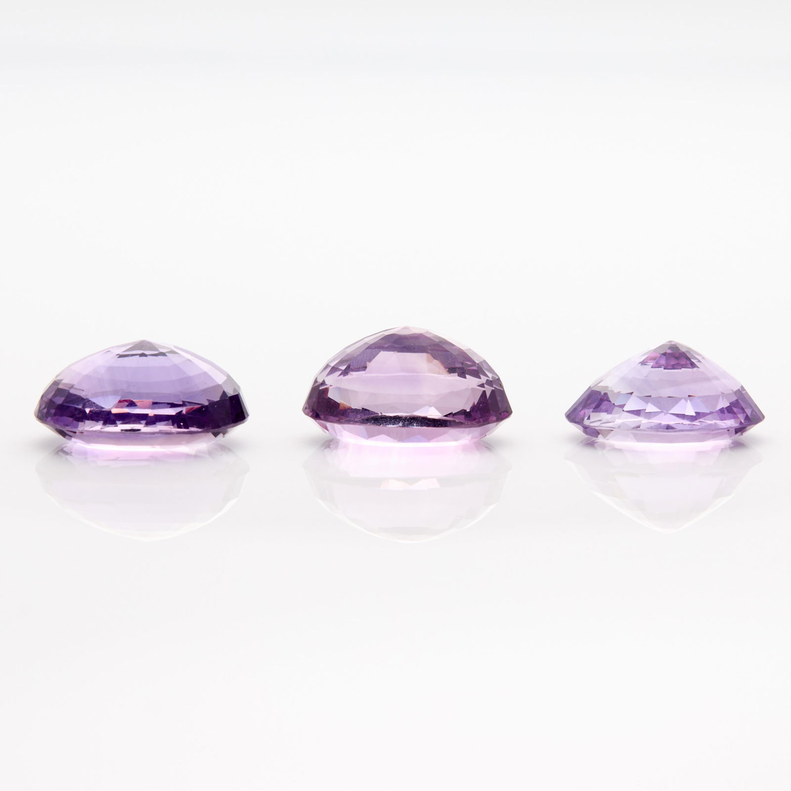3 Large Oval Cut Amethysts - 3