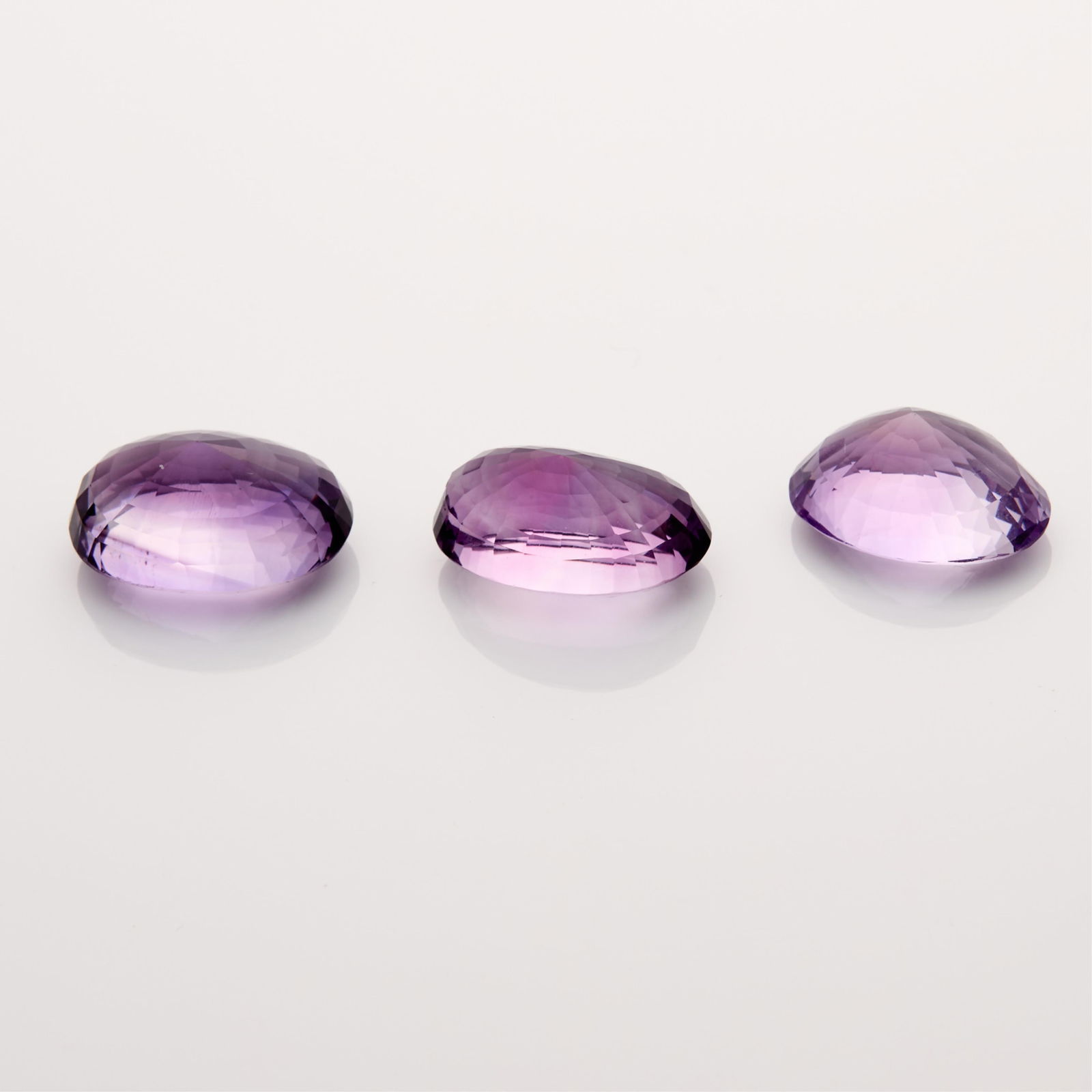 3 Large Oval Cut Amethysts - 4