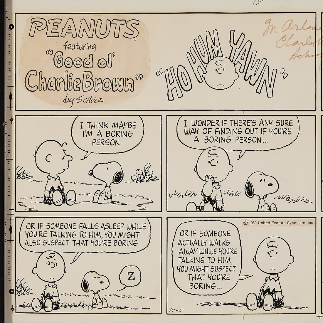 Schulz "Ho Hum Yawn" Charlie & Snoopy Comic - 5
