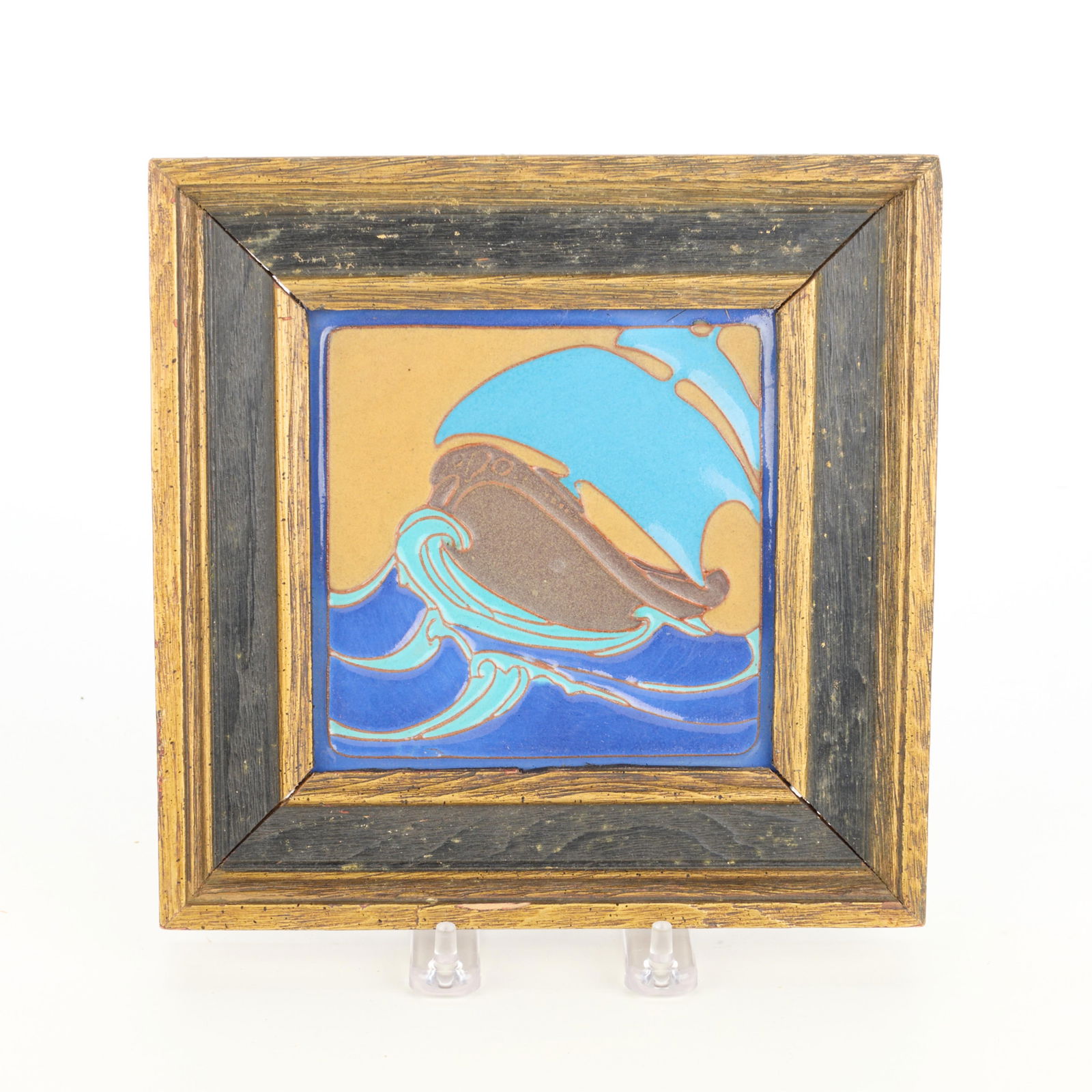 California Faience Art Pottery Sailboat Pictorial Tile (1 of 4)