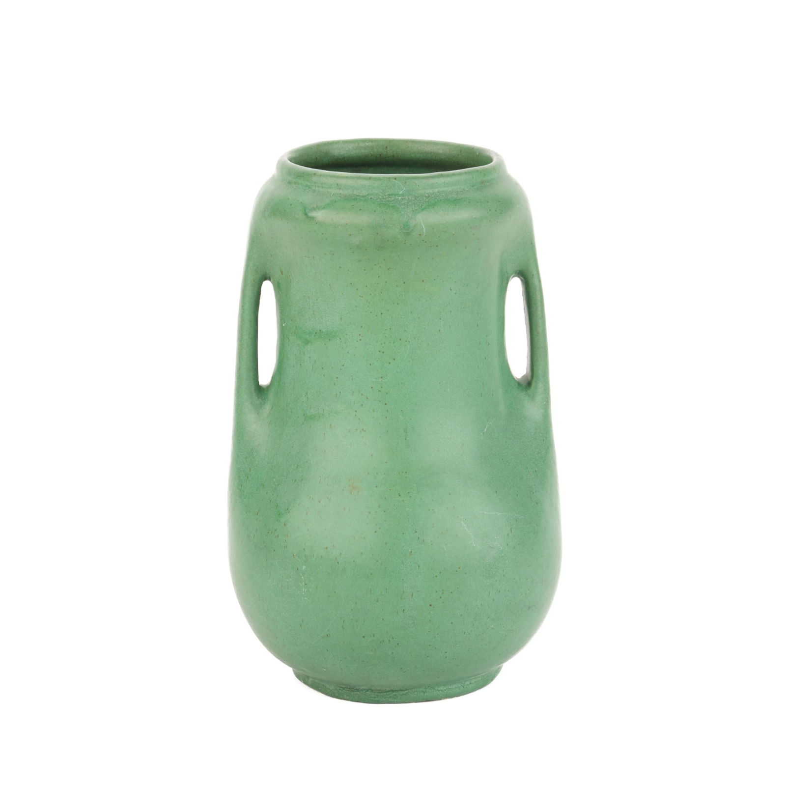 Attr. Brush McCoy Matte Green Handled Pottery Vase (1 of 4)