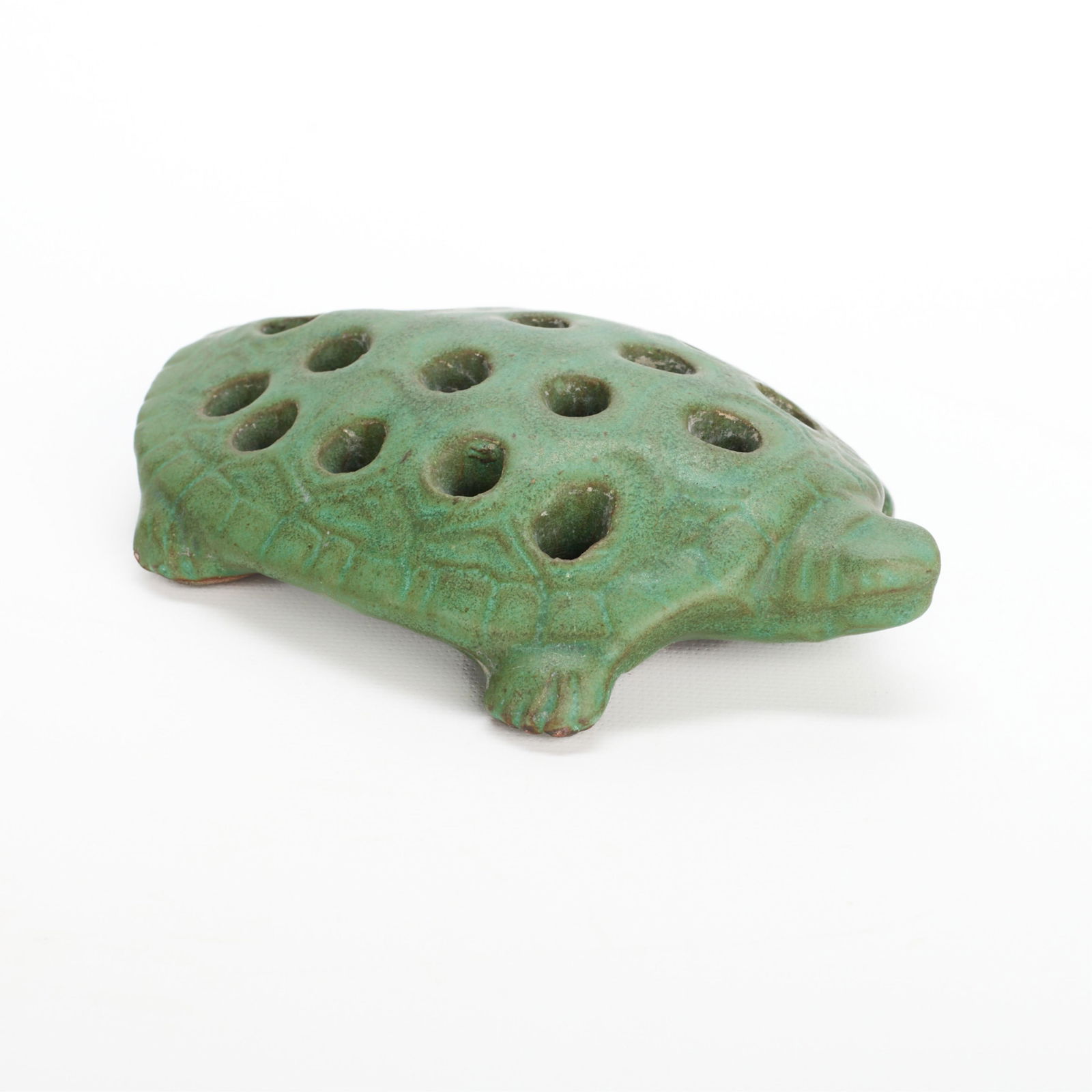 Arts & Crafts Pottery Green Turtle Flower Frog (1 of 5)