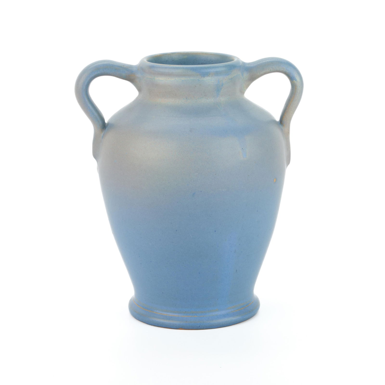Scranton Iowa Artclay Matte Blue 2-Handled Vase (1 of 5)