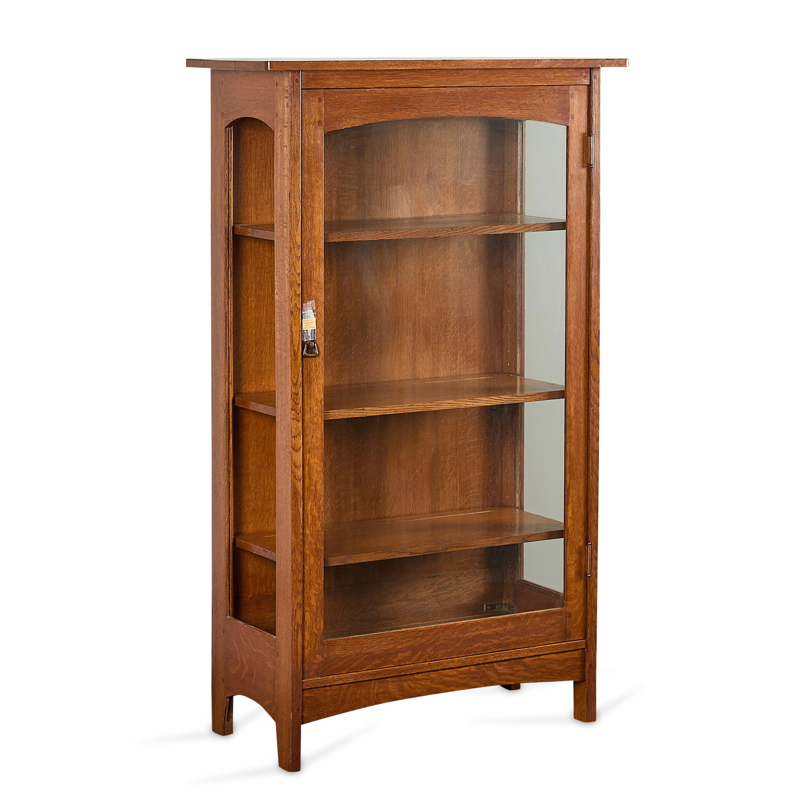 Gustav Stickley Arts & Crafts Oak No. 803 Cabinet: Gustav Stickley (American, 1858-1942) for Stickley Craftsman Furniture, United States. American Arts and Crafts Mission oak style model no. 803 china display cabinet, ca. 1910. Featuring glass paneled