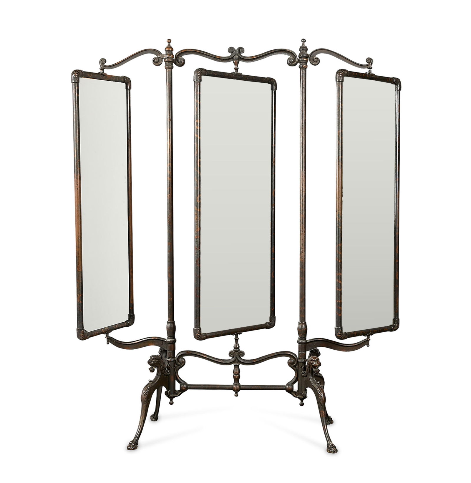 Victorian Cast Iron Tri-Fold Haberdashery Mirror - 2