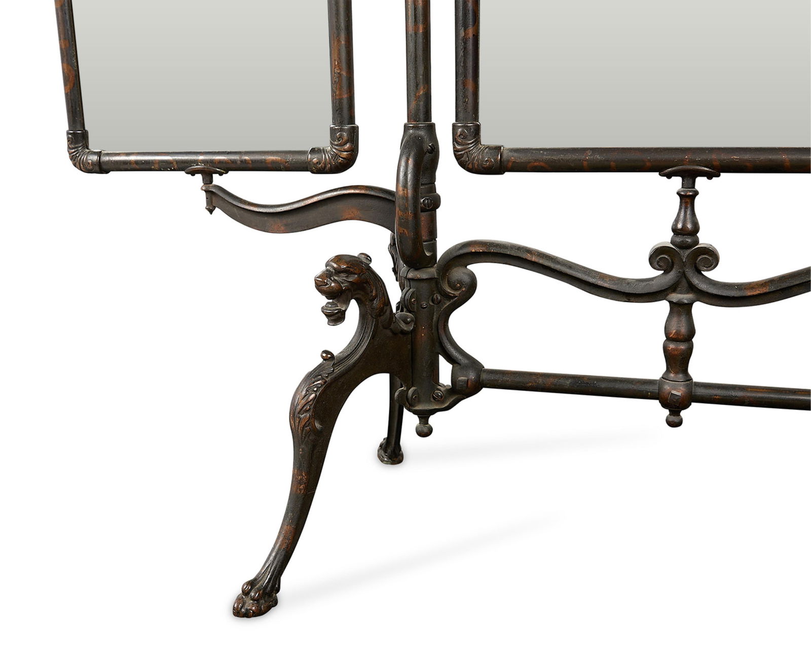 Victorian Cast Iron Tri-Fold Haberdashery Mirror - 3