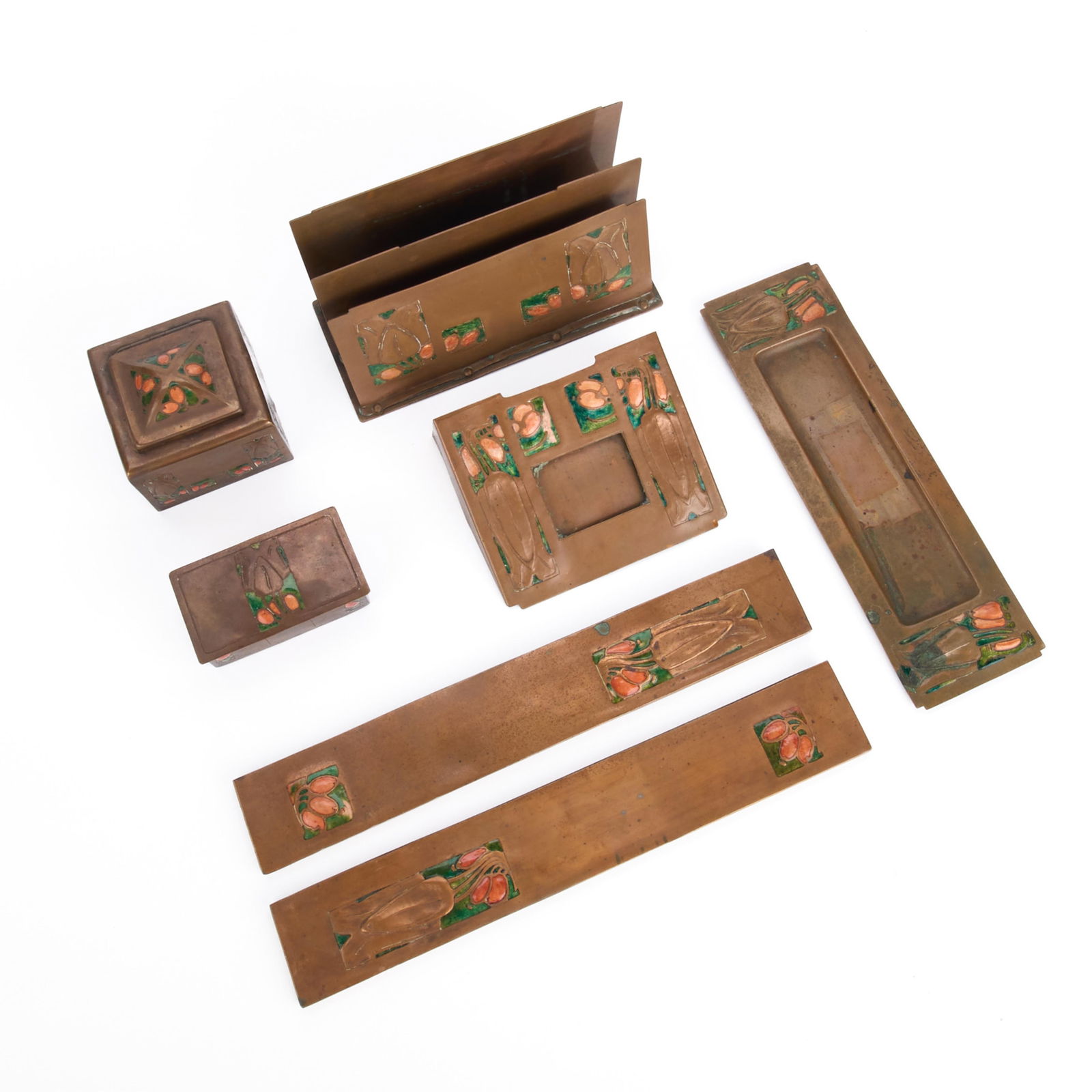 7 Pcs Minneapolis Handicraft Guild Copper Desk Set (1 of 9)