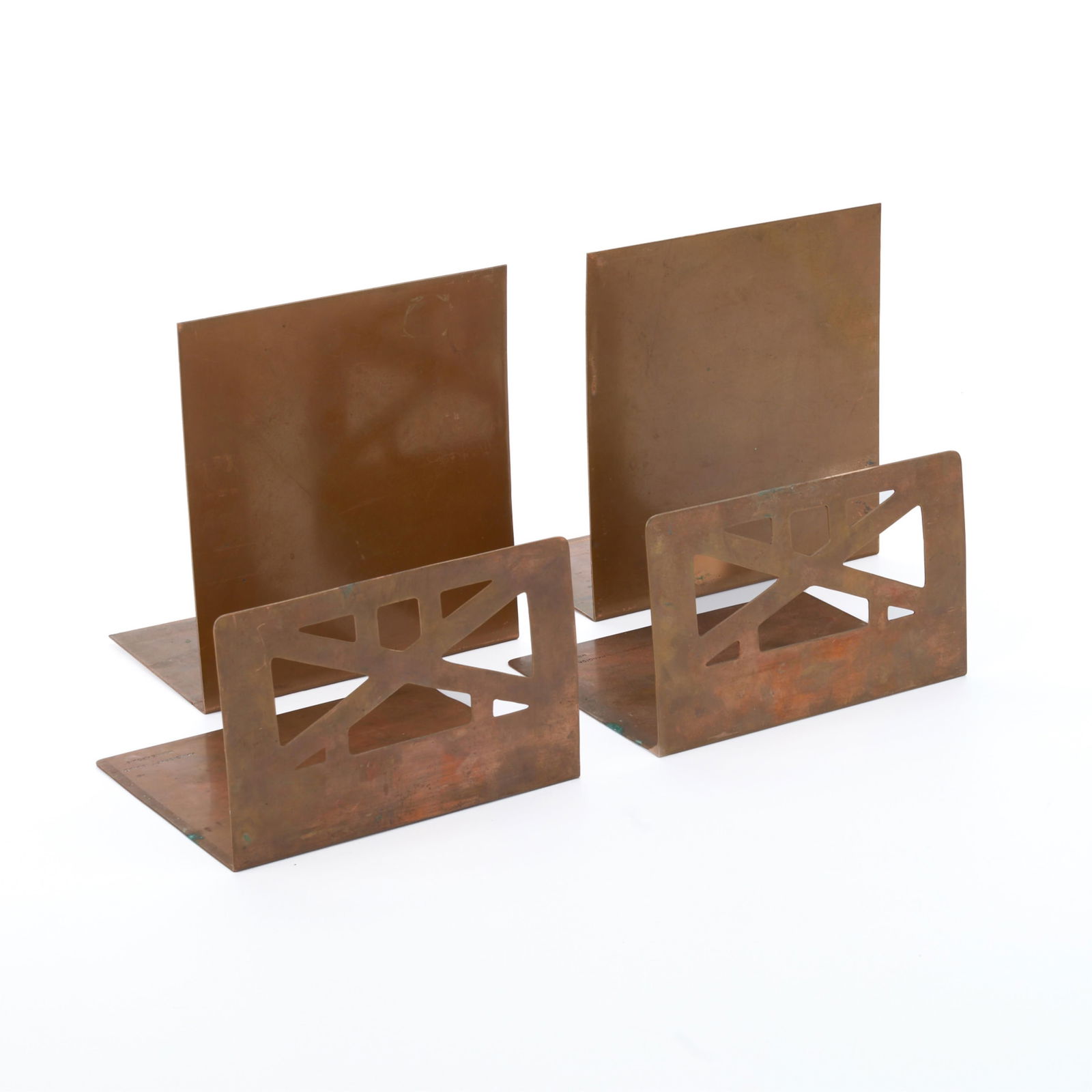 2 Pairs Handicraft Guild & Other Copper Bookends (1 of 4)