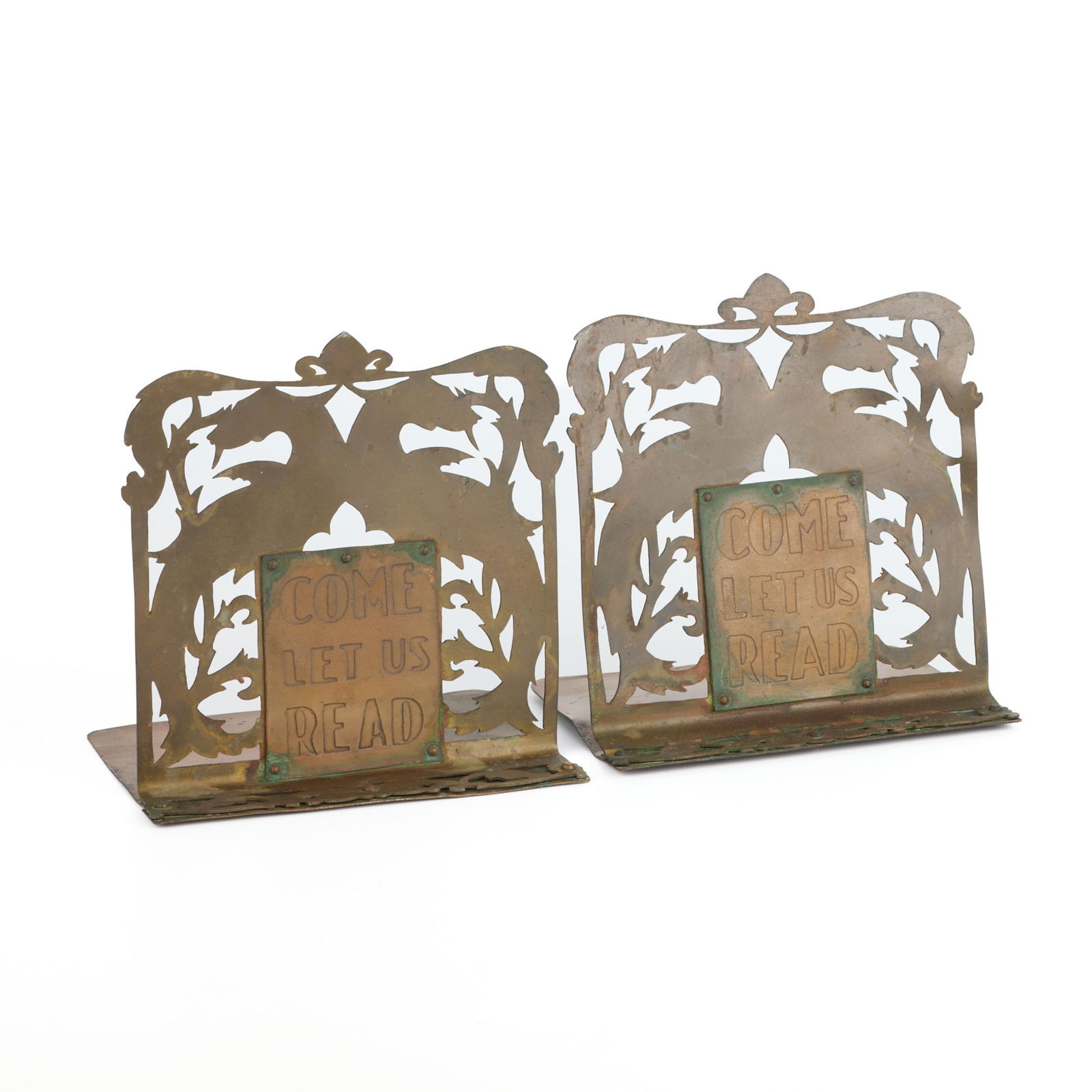 Pr Style Handicraft Guild Pierced Copper Bookends (1 of 8)