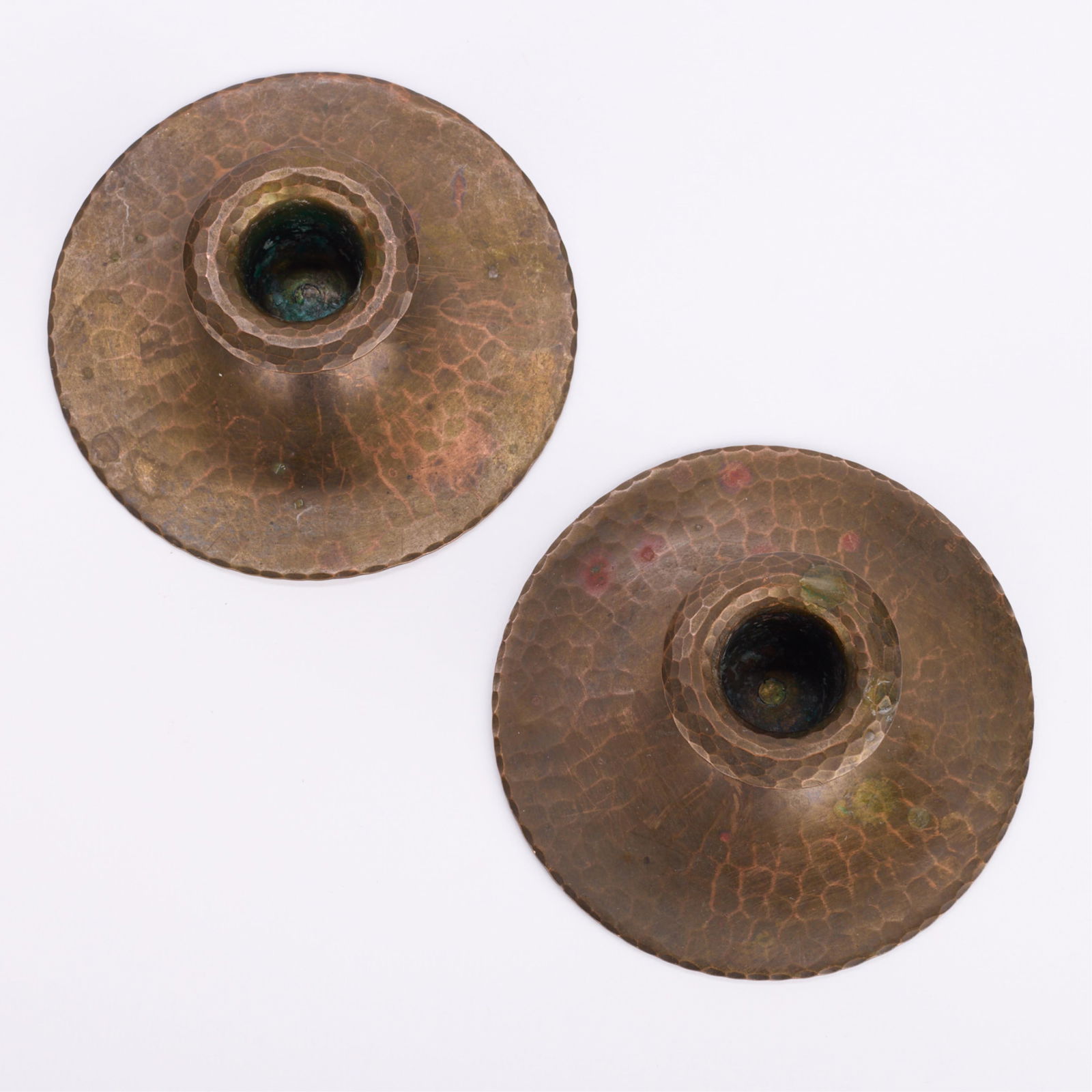 Pr Roycroft Hammered Copper Candlesticks - 3