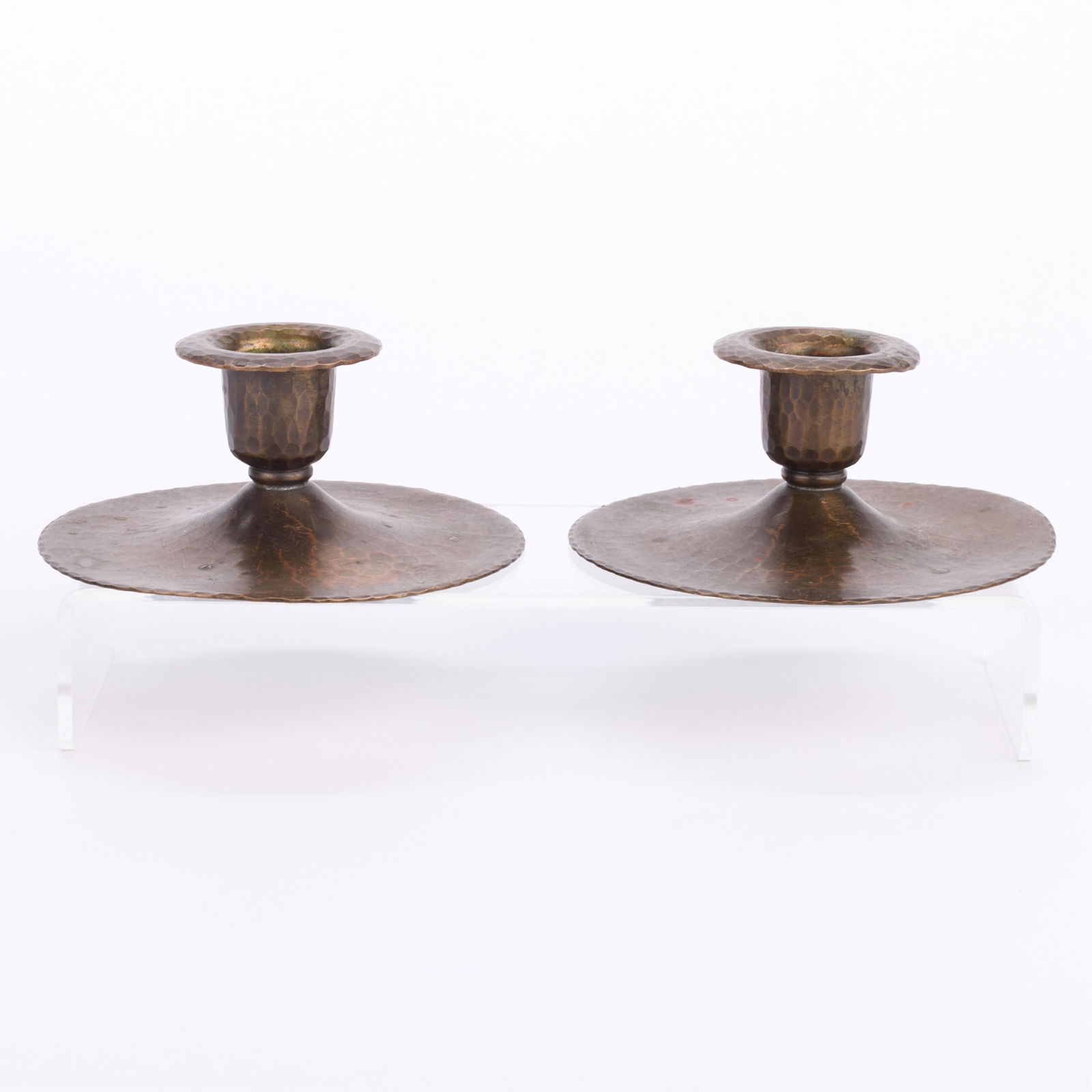 Pr Roycroft Hammered Copper Candlesticks - 4