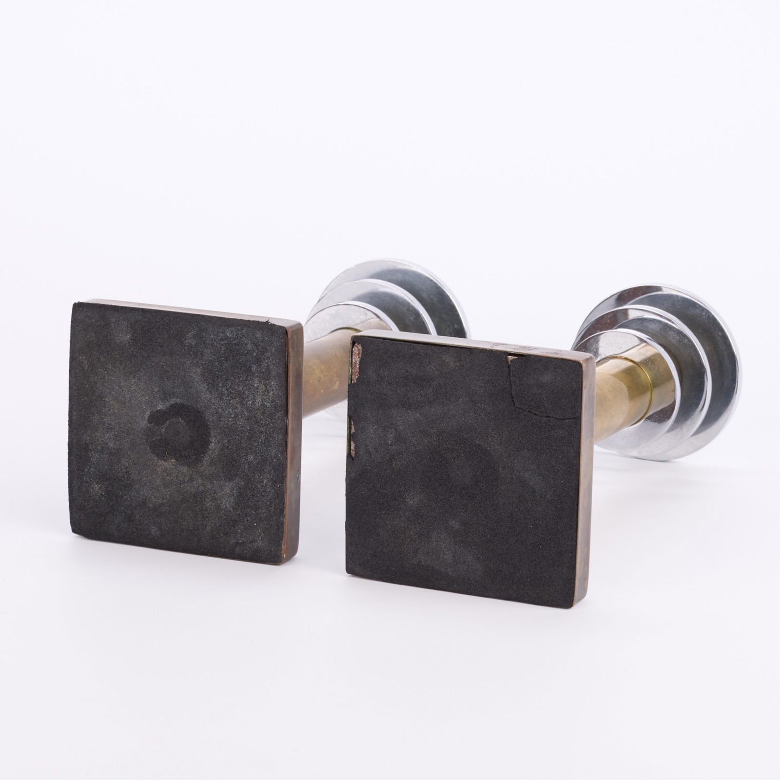 Pr Machine Age Brass & Chrome Candlesticks - 3