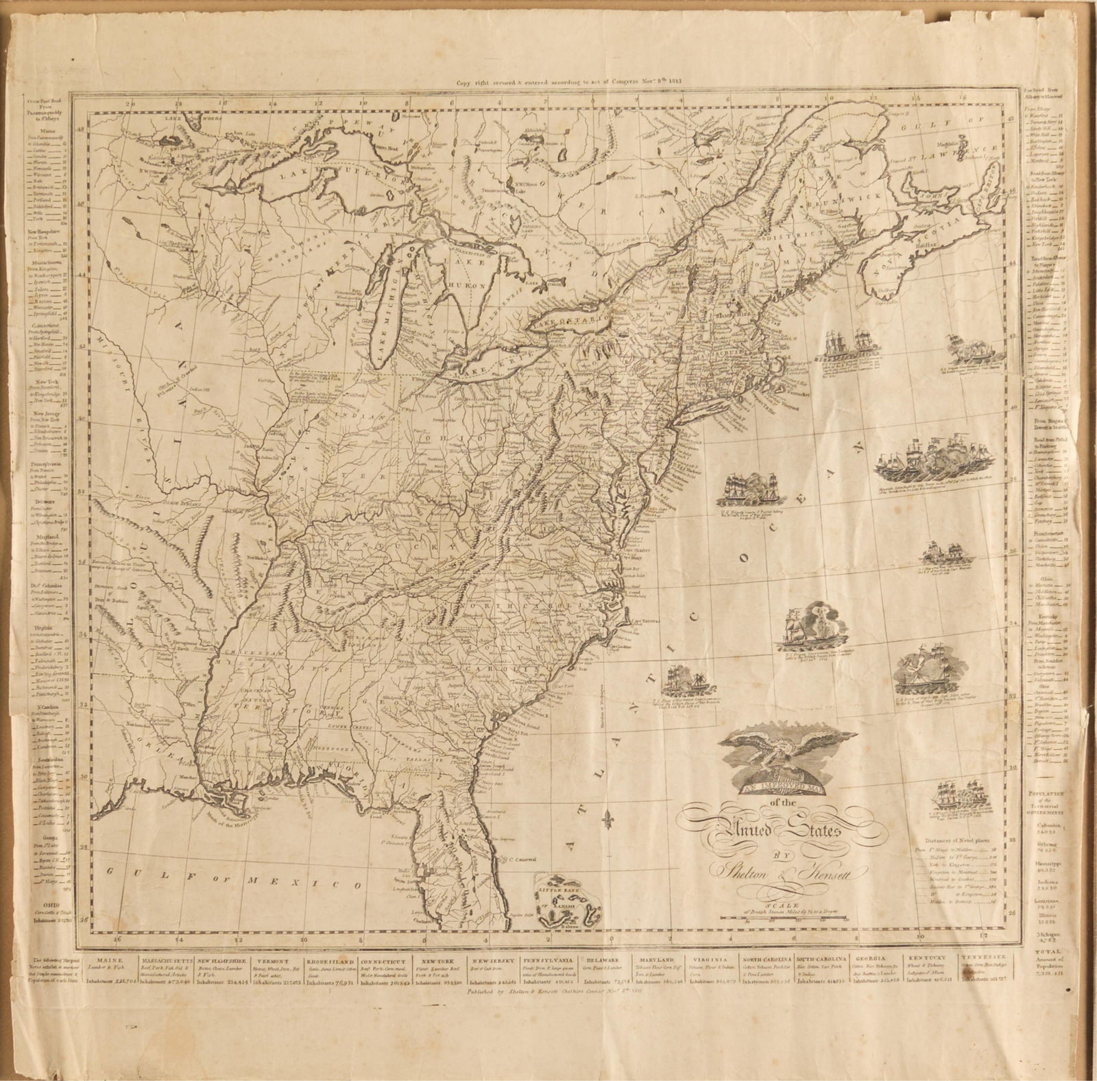 Shelton & Kensett "Improved Map of U.S." Engraving (1 of 3)