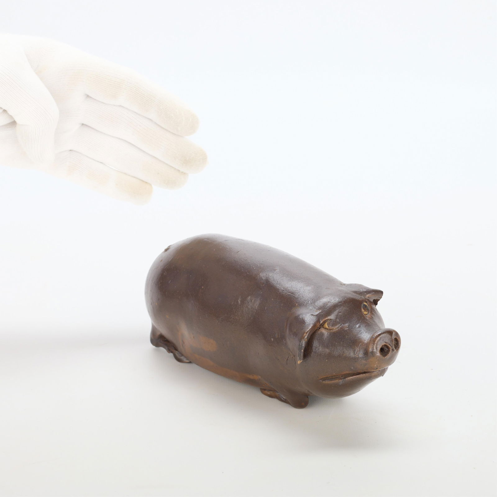 19th c. Antique Anna Pottery Pig Flask - 3