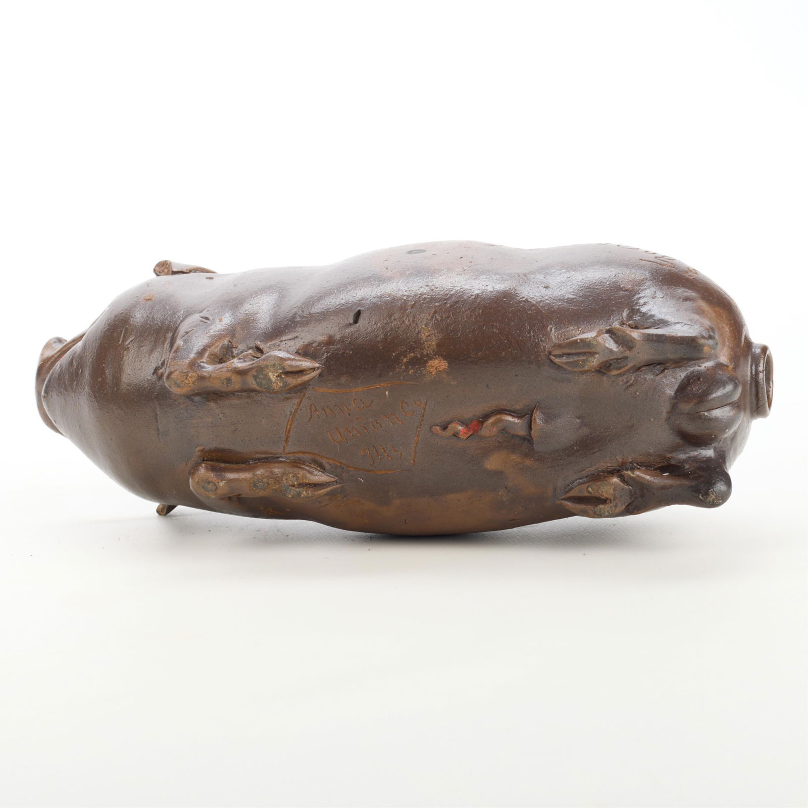19th c. Antique Anna Pottery Pig Flask - 4
