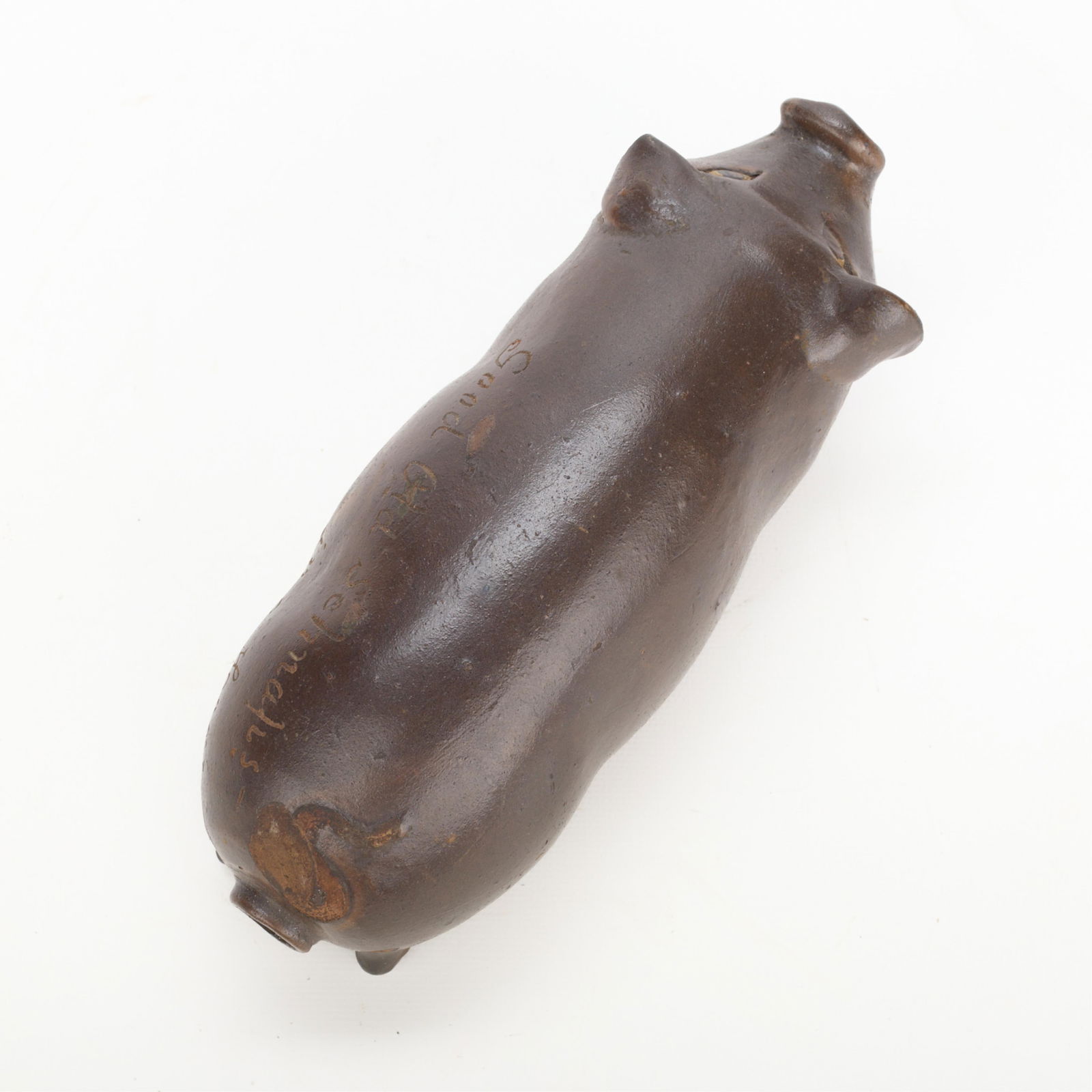 19th c. Antique Anna Pottery Pig Flask - 5