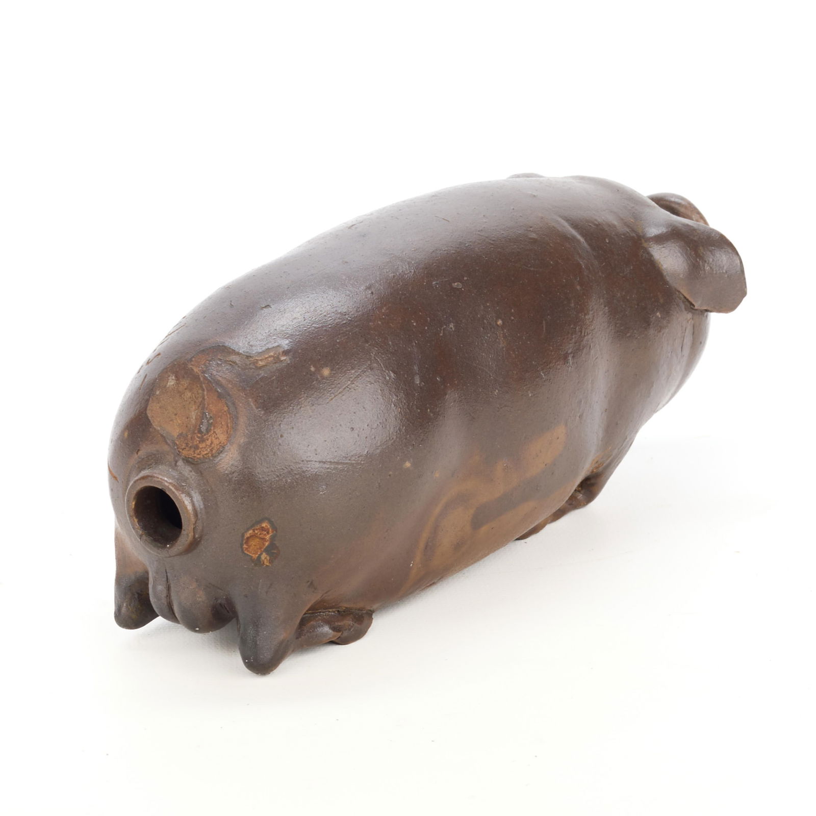 19th c. Antique Anna Pottery Pig Flask - 6
