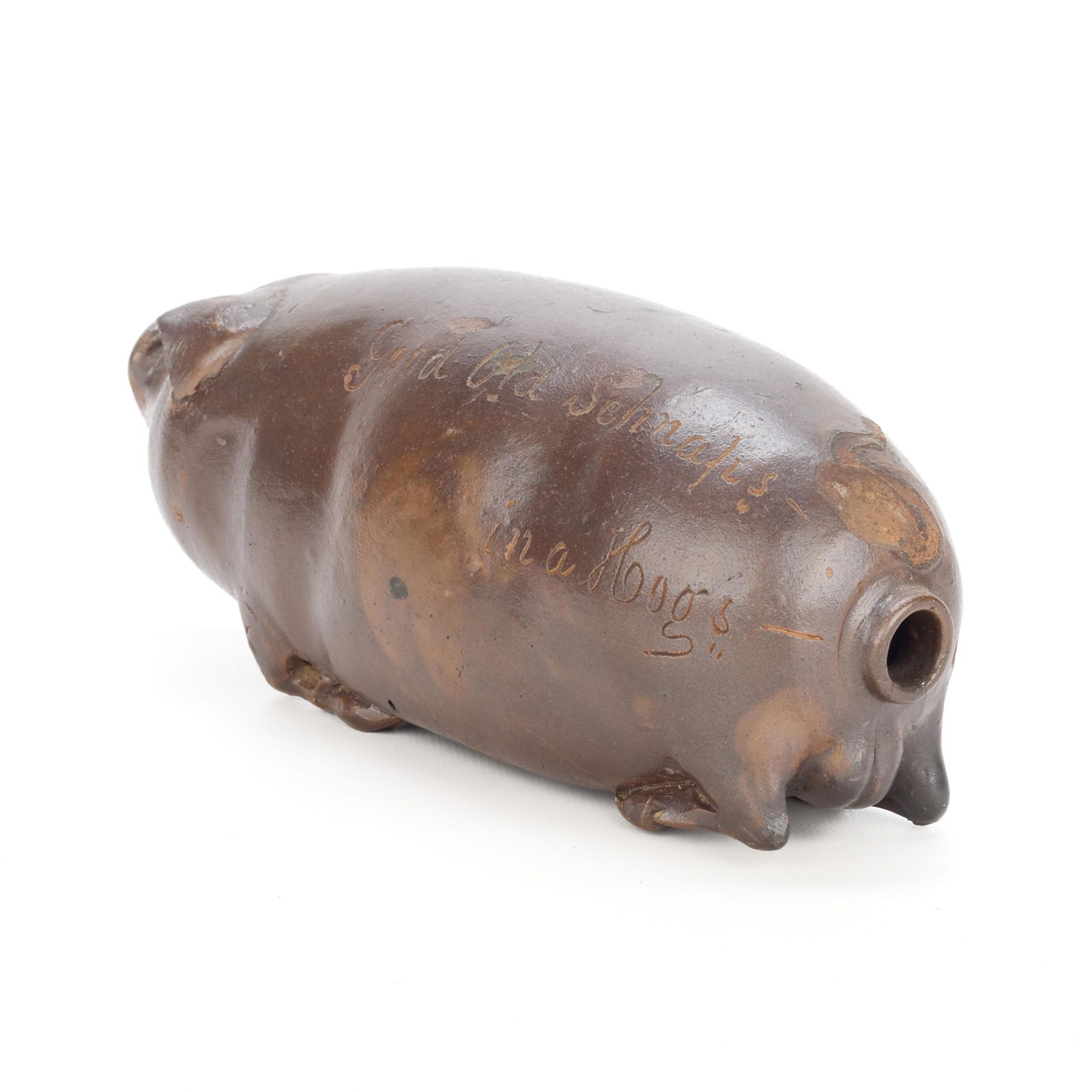 19th c. Antique Anna Pottery Pig Flask - 7
