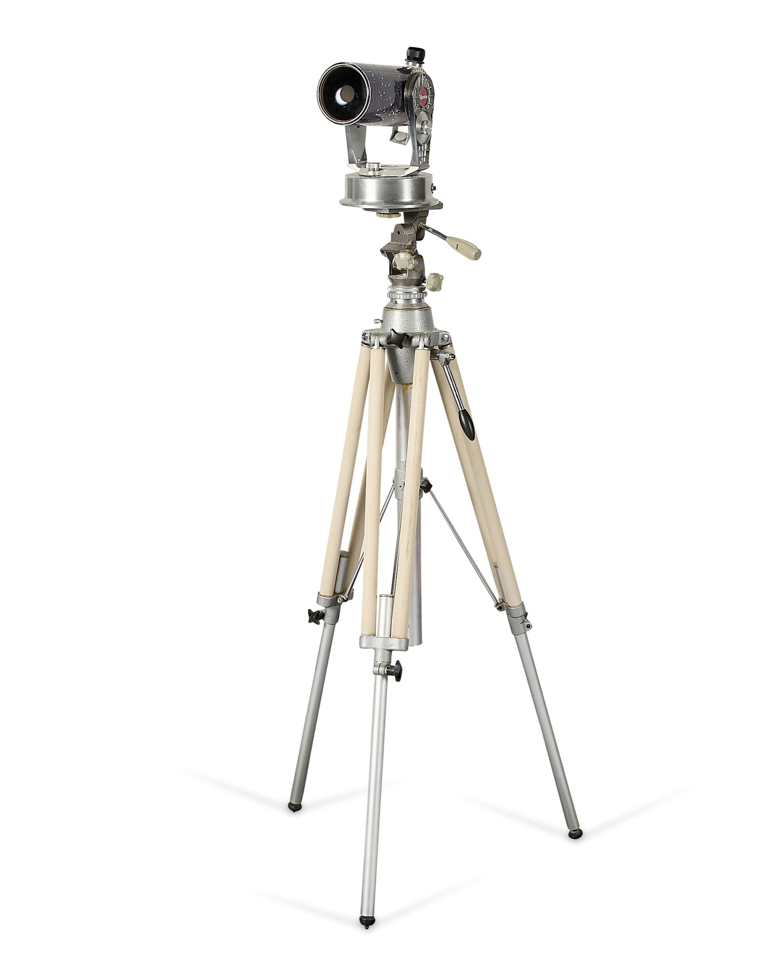 Questar 3.5 Astronomical Telescope w/ Riess Tripod: Questar 3.5-inch catadioptric astronomical telescope with a French Gitzo aluminum pan-tilt head and German H.J. Riess tripod base.Height: 60 in x width: 24 in x depth: 24 in.