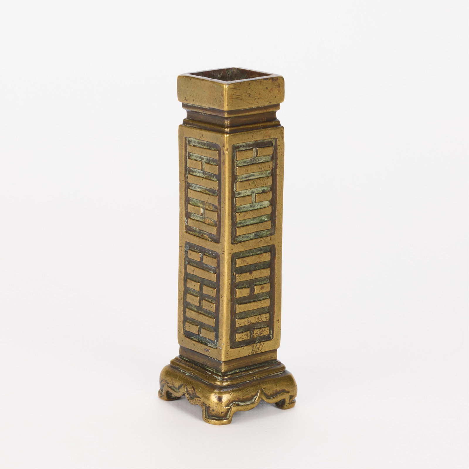Chinese Archaistic Brass Cong Vase Vessel (1 of 5)