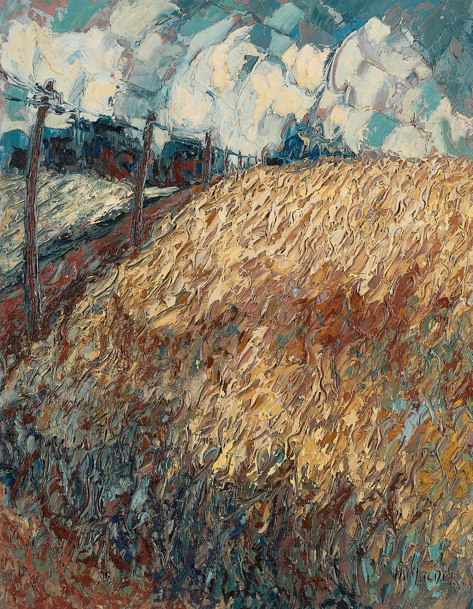 August Molder "Cornfield in the Wind" Painting (1 of 6)